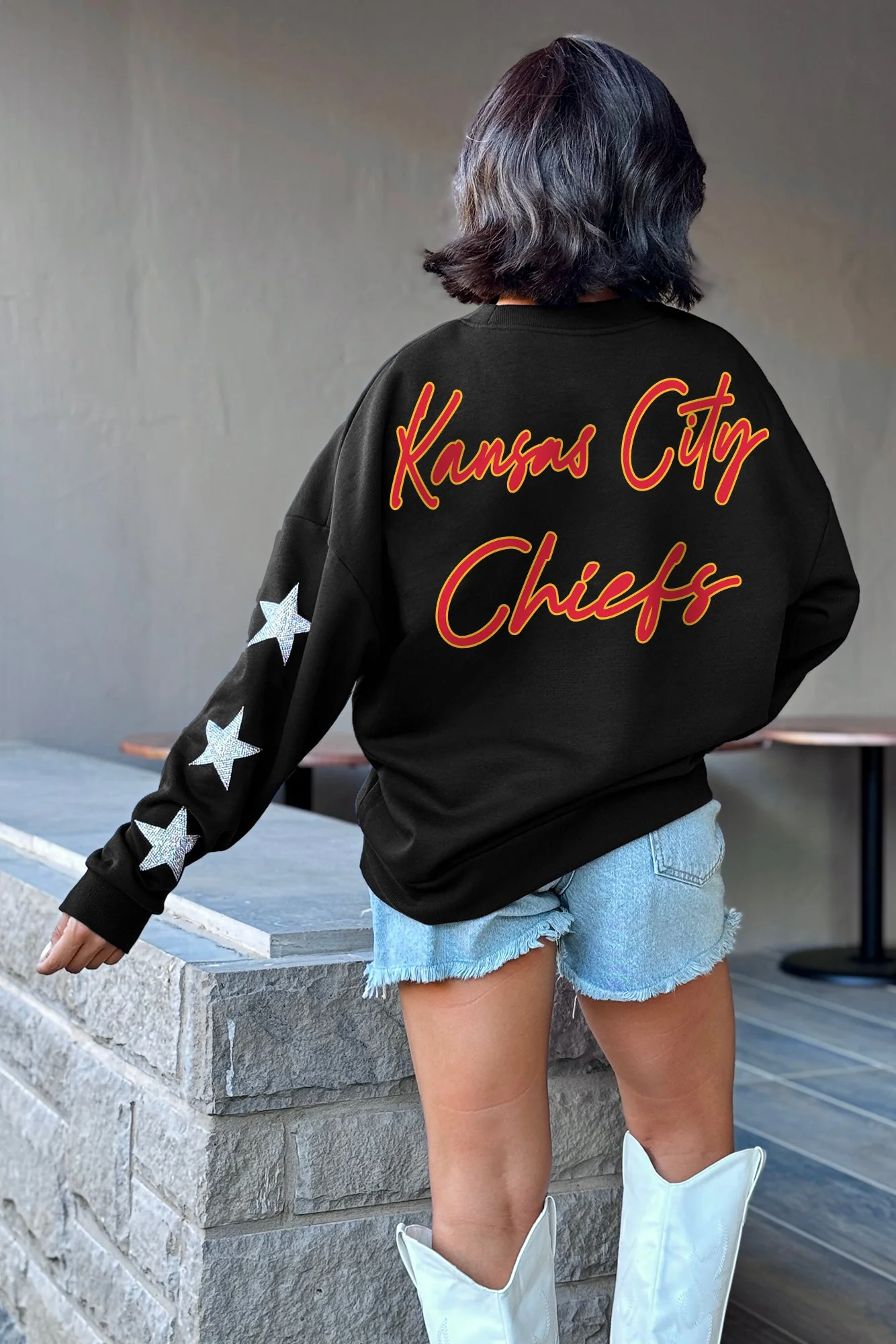 KANSAS CITY CHIEFS Radiant Energy Star-Sleeve Crewneck Pullover