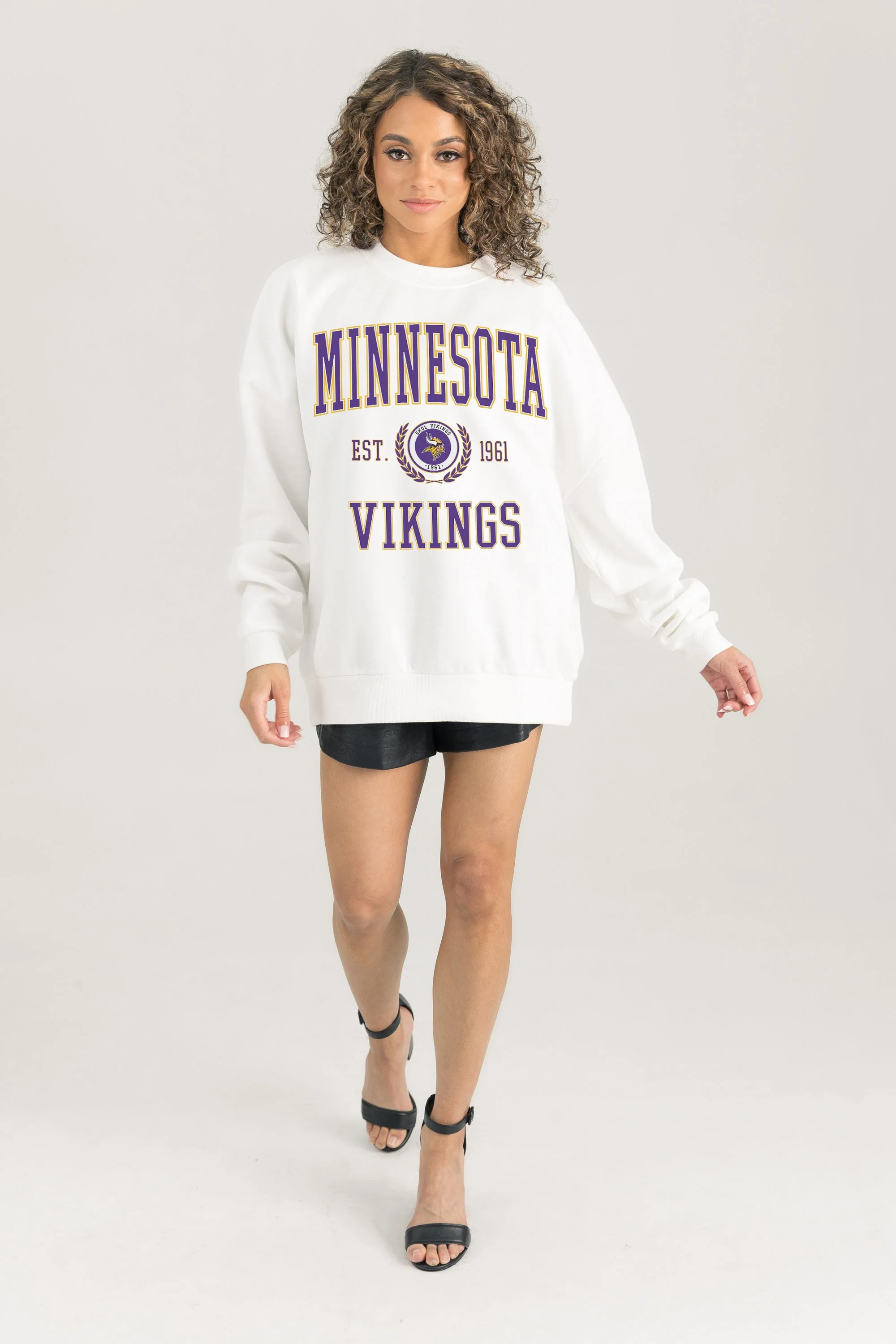 MINNESOTA VIKINGS Timeless Triumph Fleece Crewneck Pullover