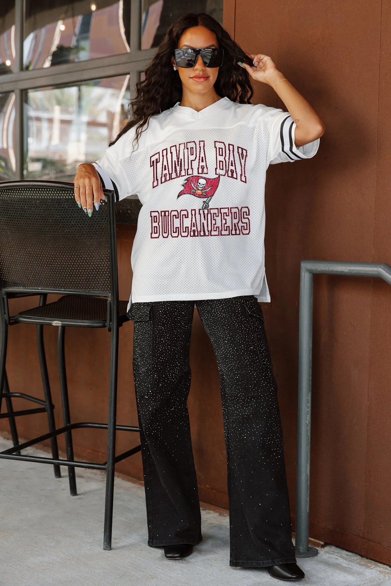 TAMPA BAY BUCCANEERS A Step Ahead Oversized Mesh Tee