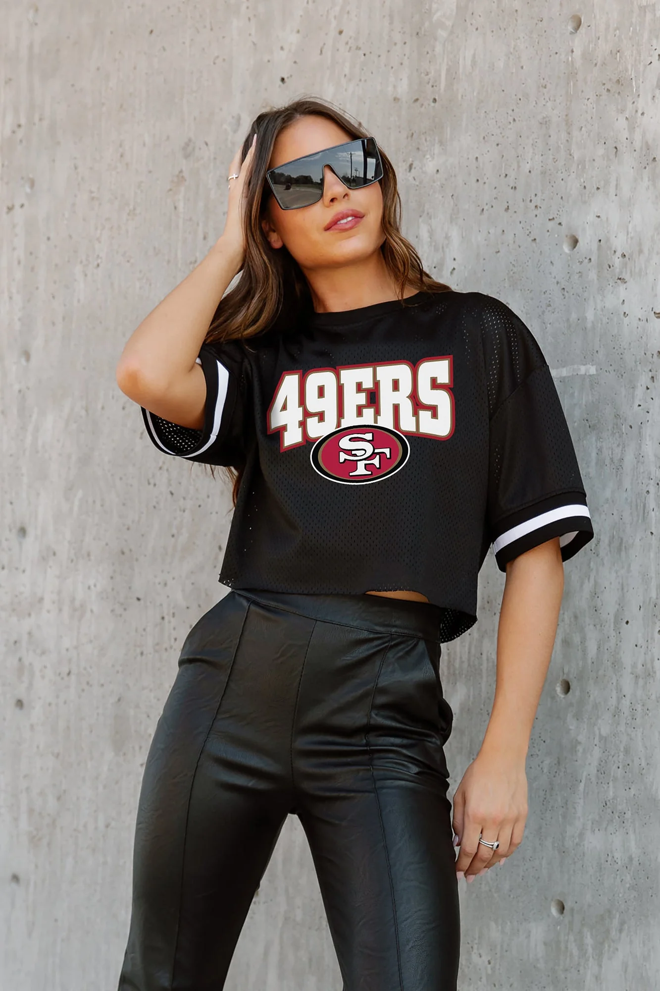 SAN FRANCISCO 49ERS Automatic Down Lightweight Striped Sleeve Top