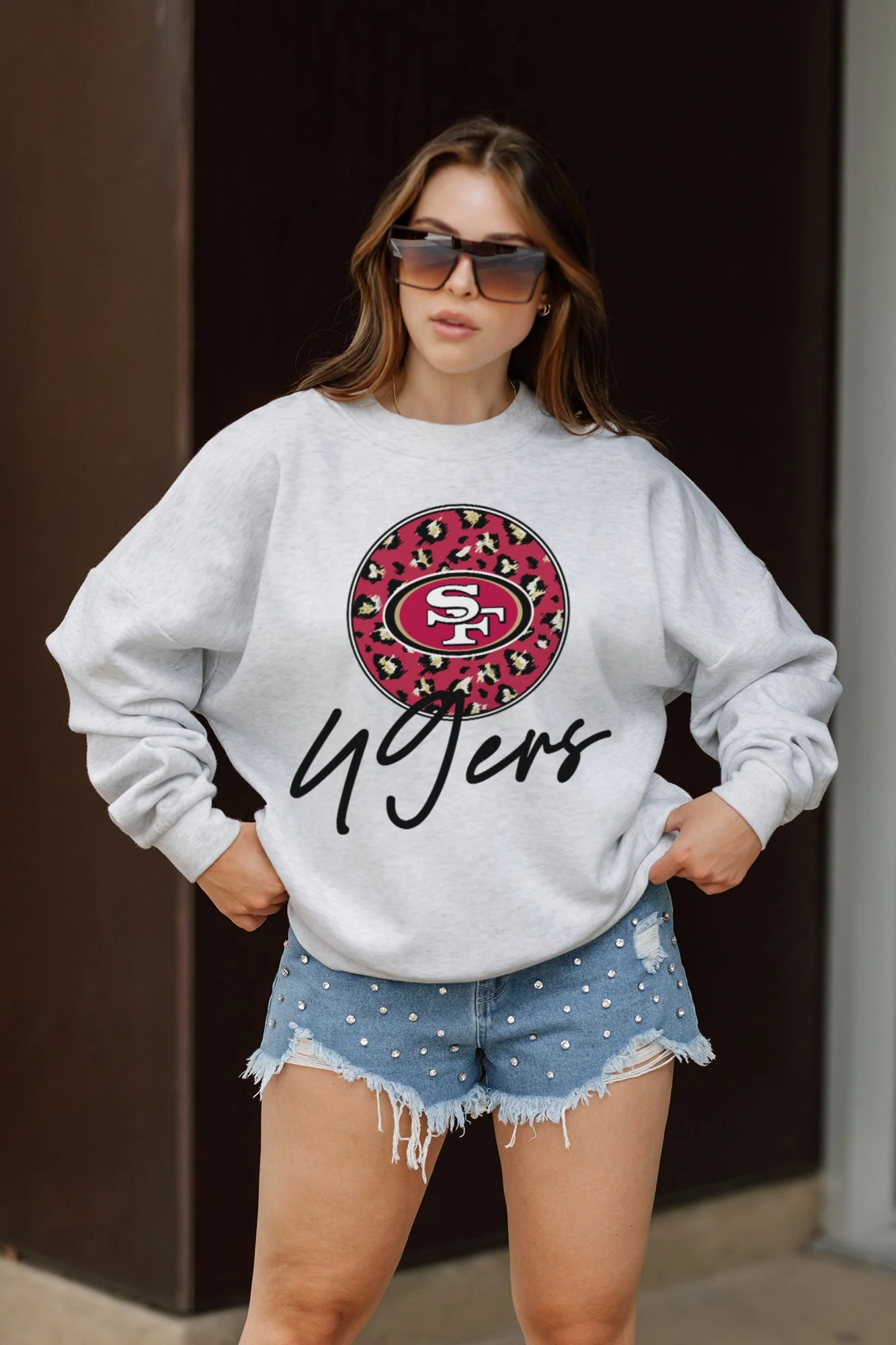 SAN FRANCISCO 49ERS Going Wild Fleece Drop-Shoulder Pullover