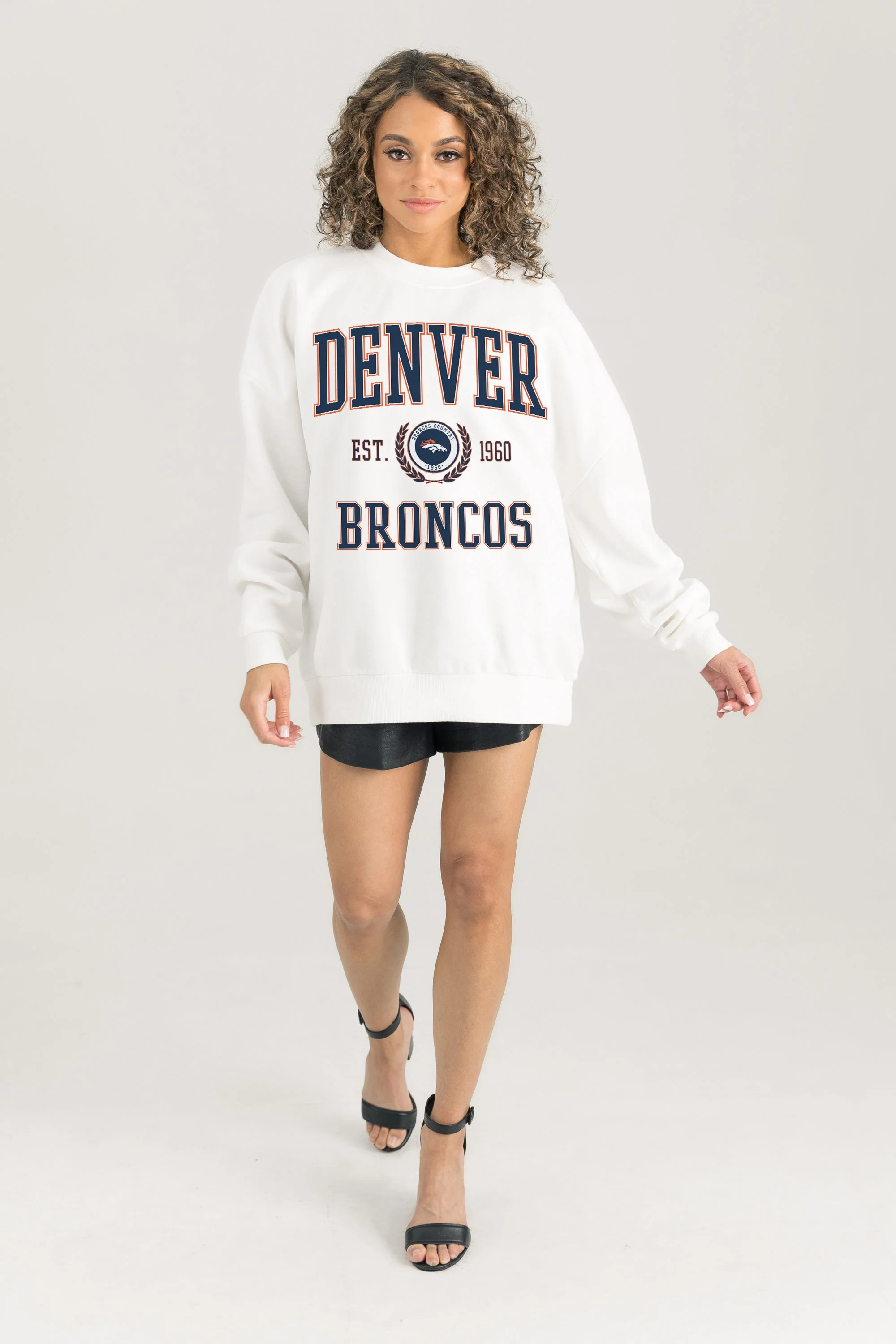 DENVER BRONCOS Timeless Triumph Fleece Crewneck Pullover