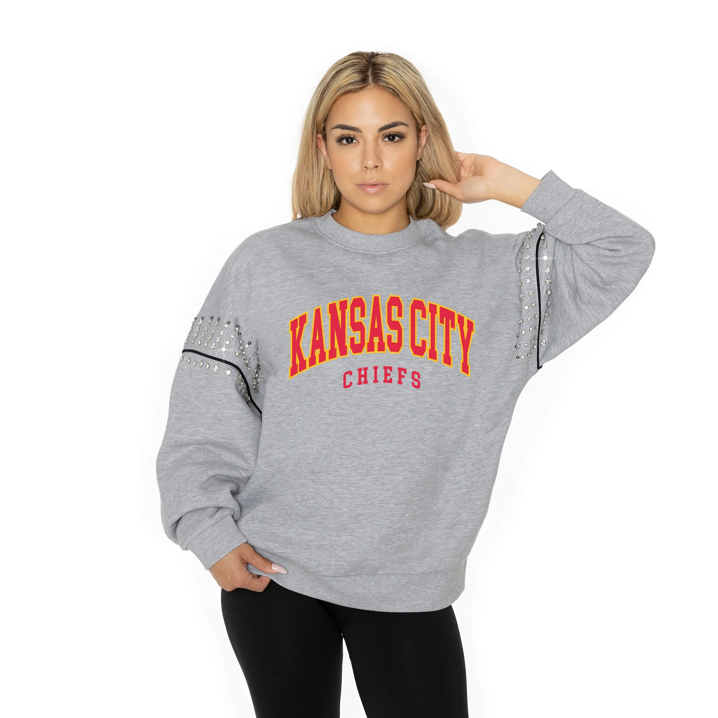 KANSAS CITY CHIEFS Competitive Edge Jewel-Trim Pullover