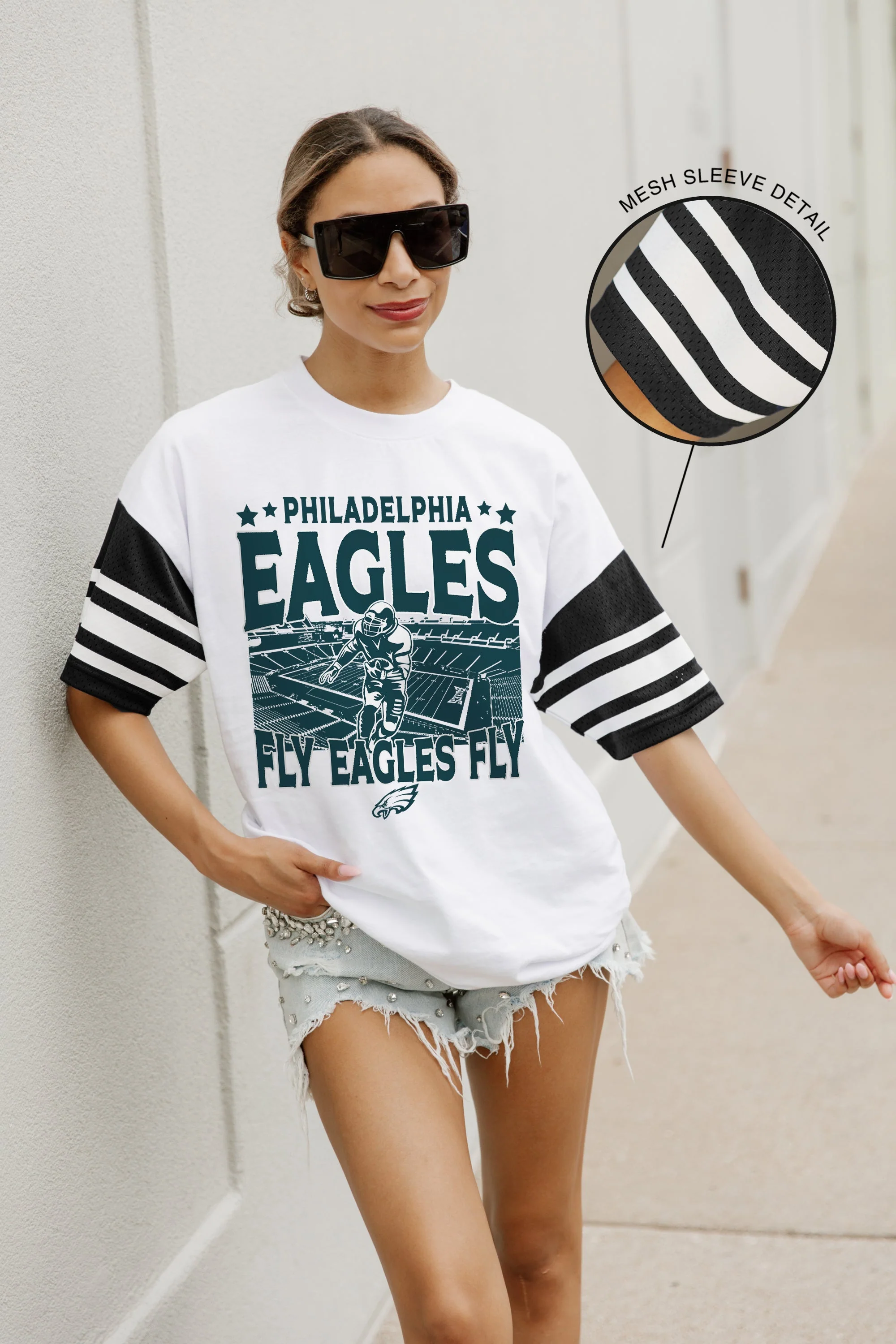 PHILADELPHIA EAGLES Crowd Pleaser Vintage Stripe Raglan Tee