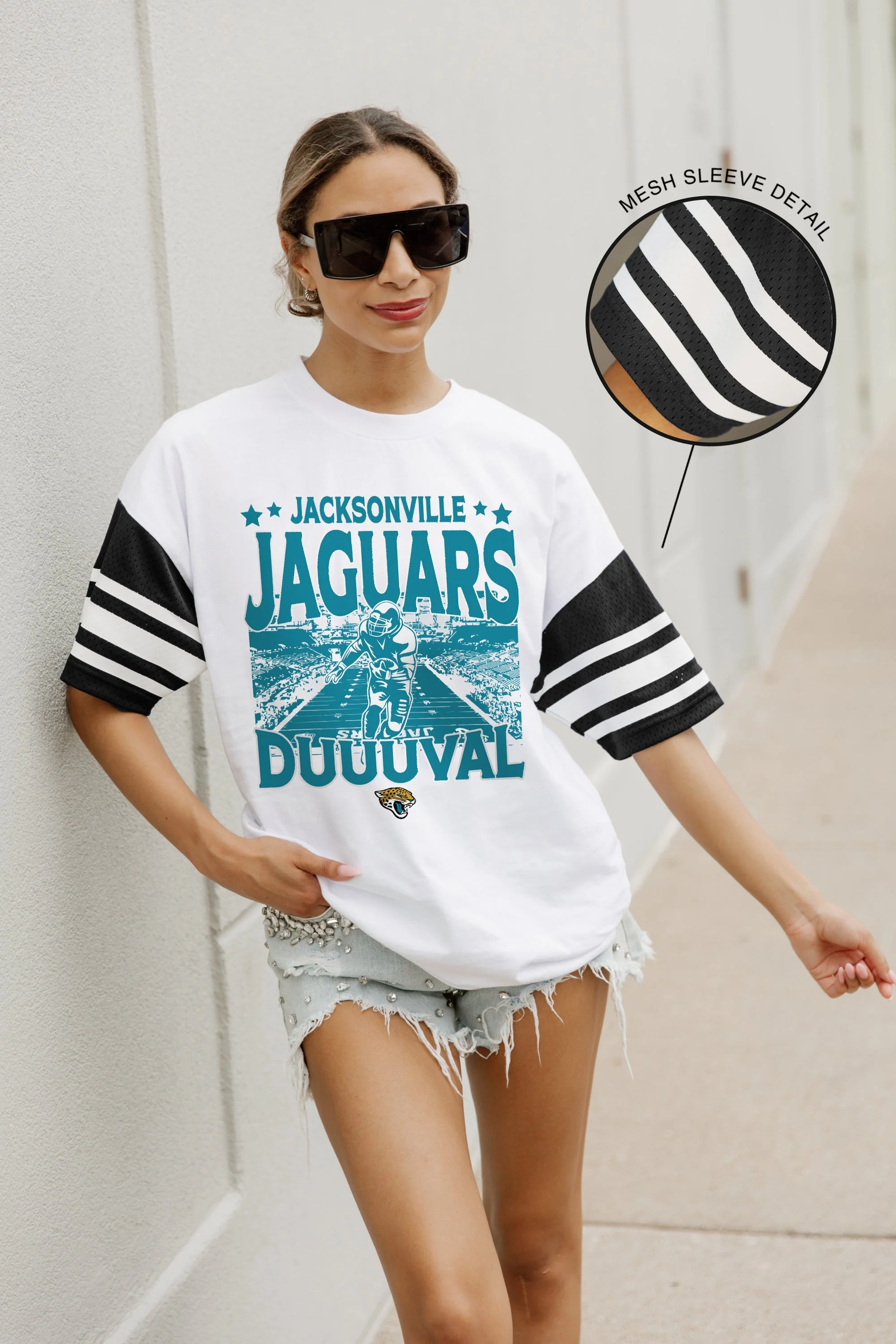 JACKSONVILLE JAGUARS Crowd Pleaser Vintage Stripe Raglan Tee
