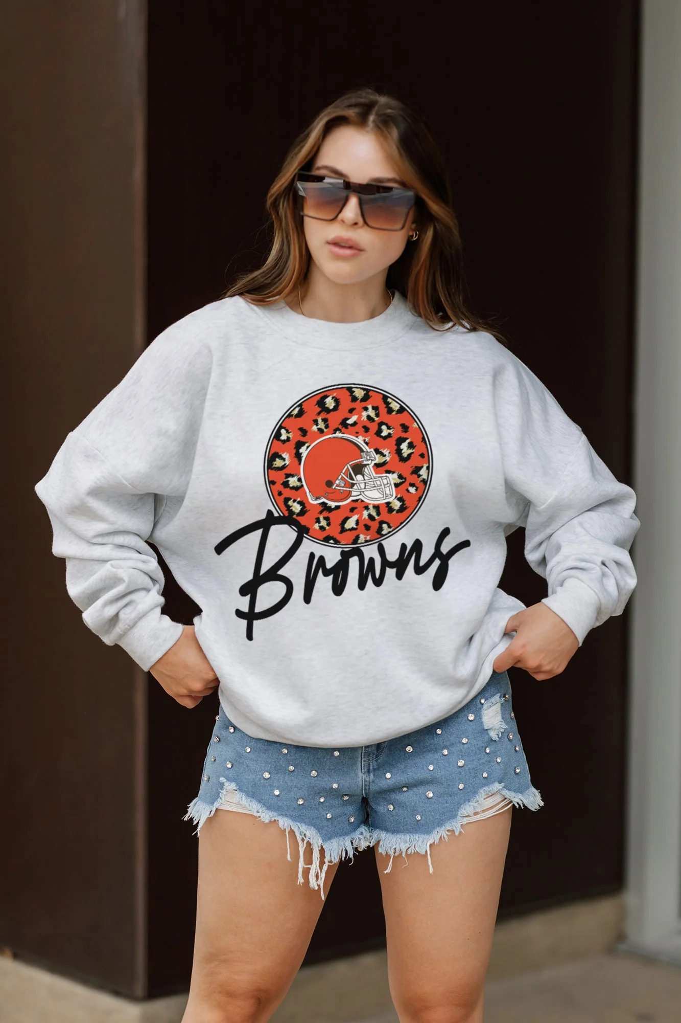 CLEVELAND BROWNS Going Wild Fleece Drop-Shoulder Pullover