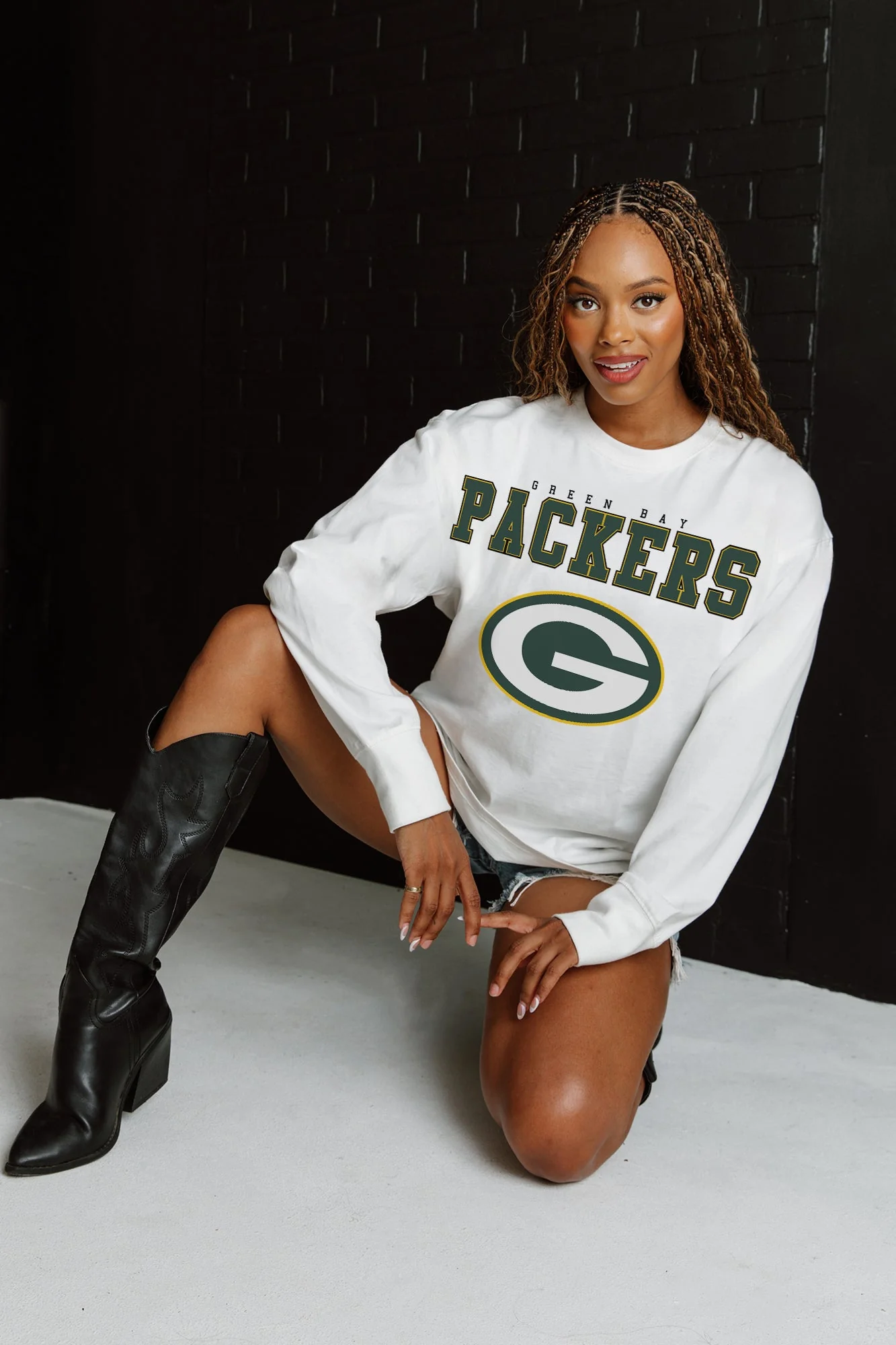 GREEN BAY PACKERS Big Goals Oversized Long-Sleeve Tee