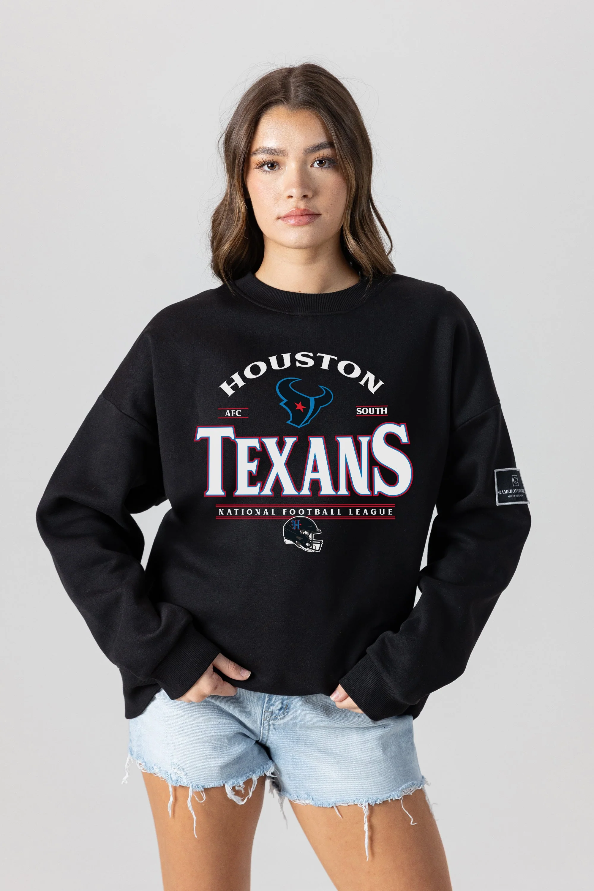 HOUSTON TEXANS Players Only Fleece Drop-Shoulder Crew