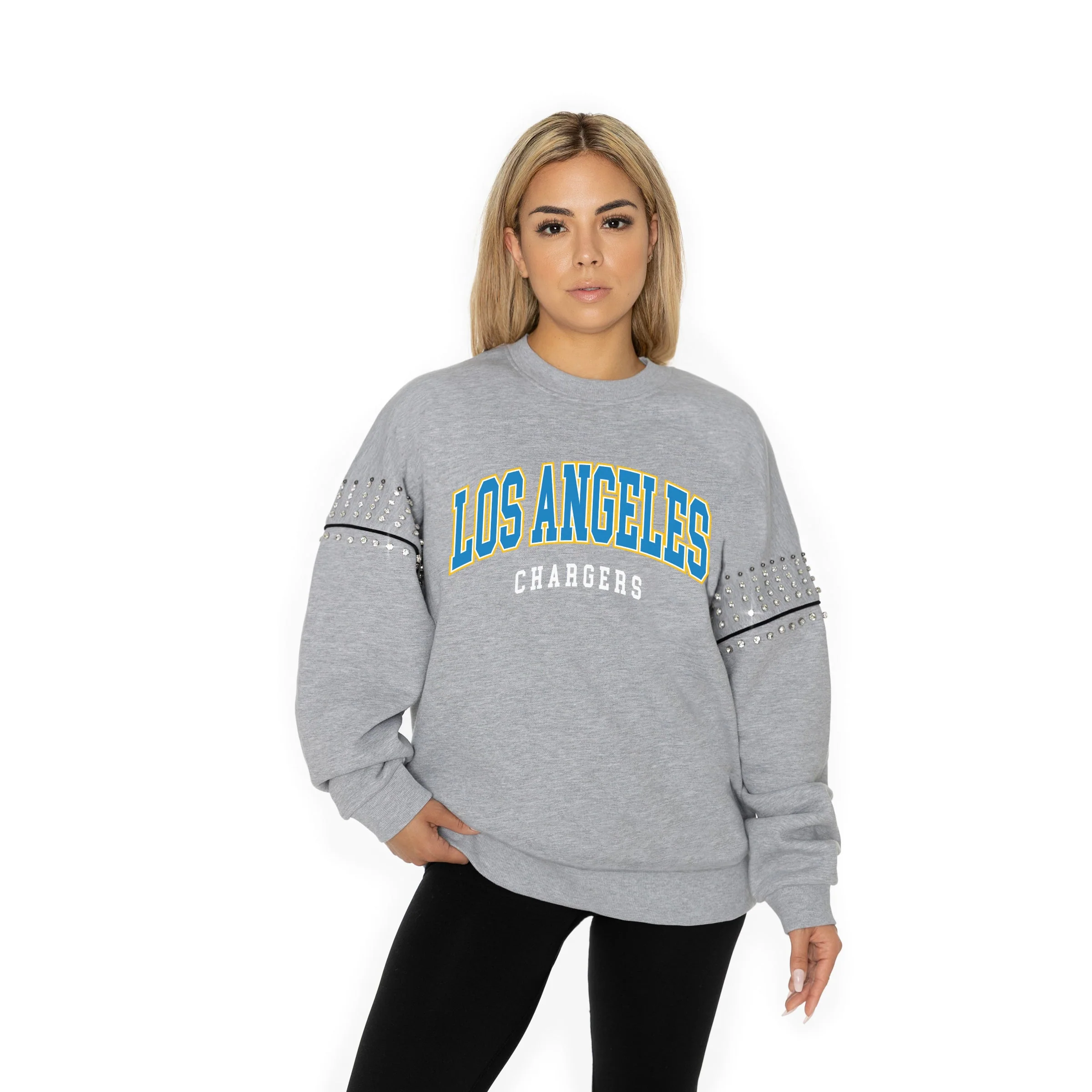 LOS ANGELES CHARGERS Competitive Edge Jewel-Trim Pullover