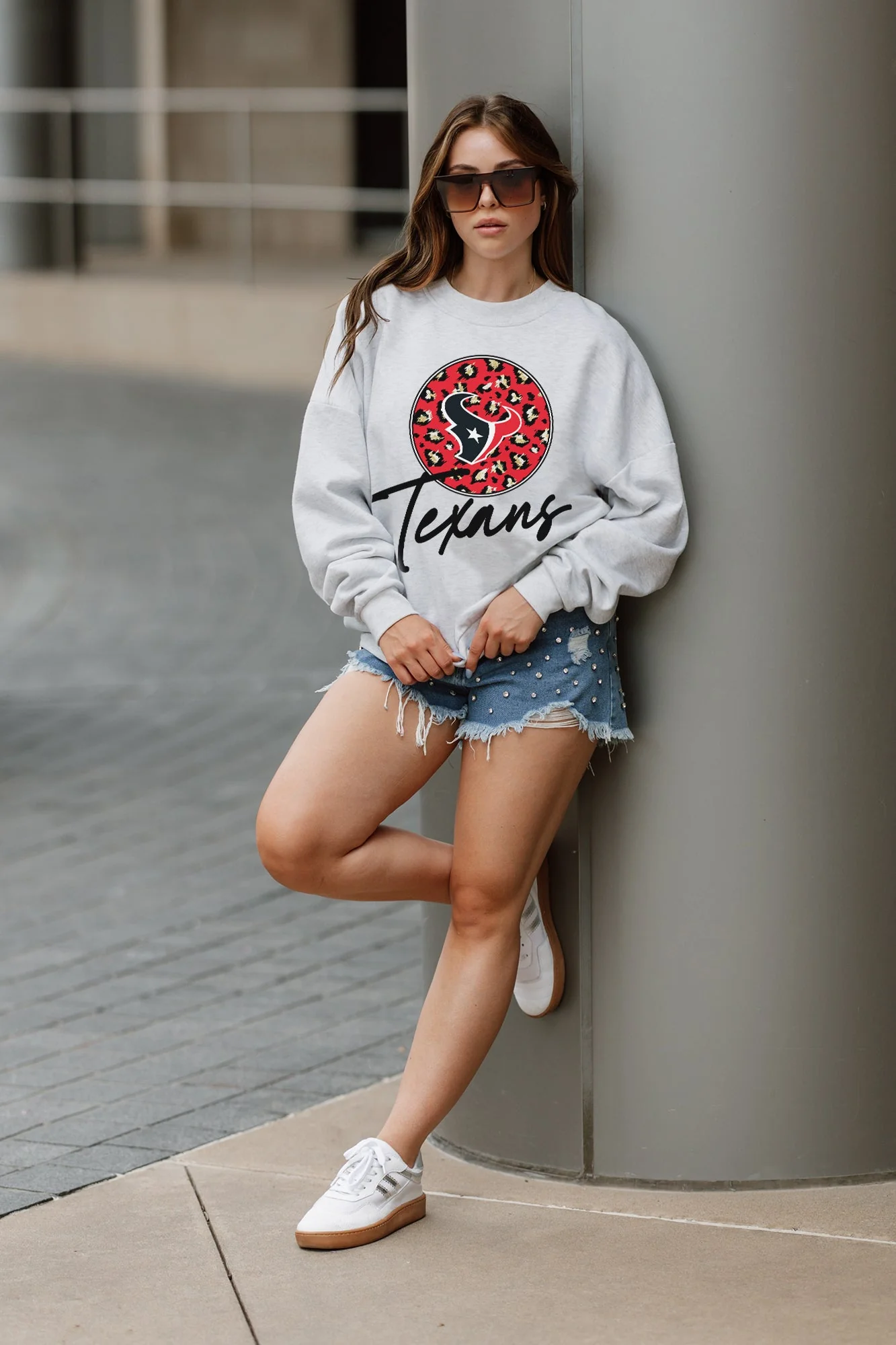 HOUSTON TEXANS Going Wild Fleece Drop-Shoulder Pullover