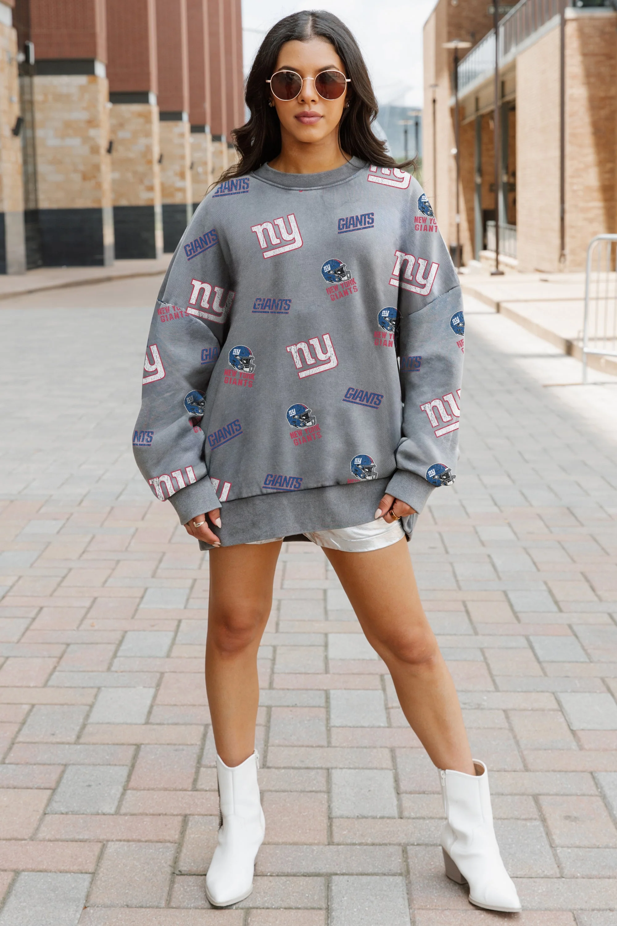 NEW YORK GIANTS Playback Vintage-Wash Oversized Fleece Crew