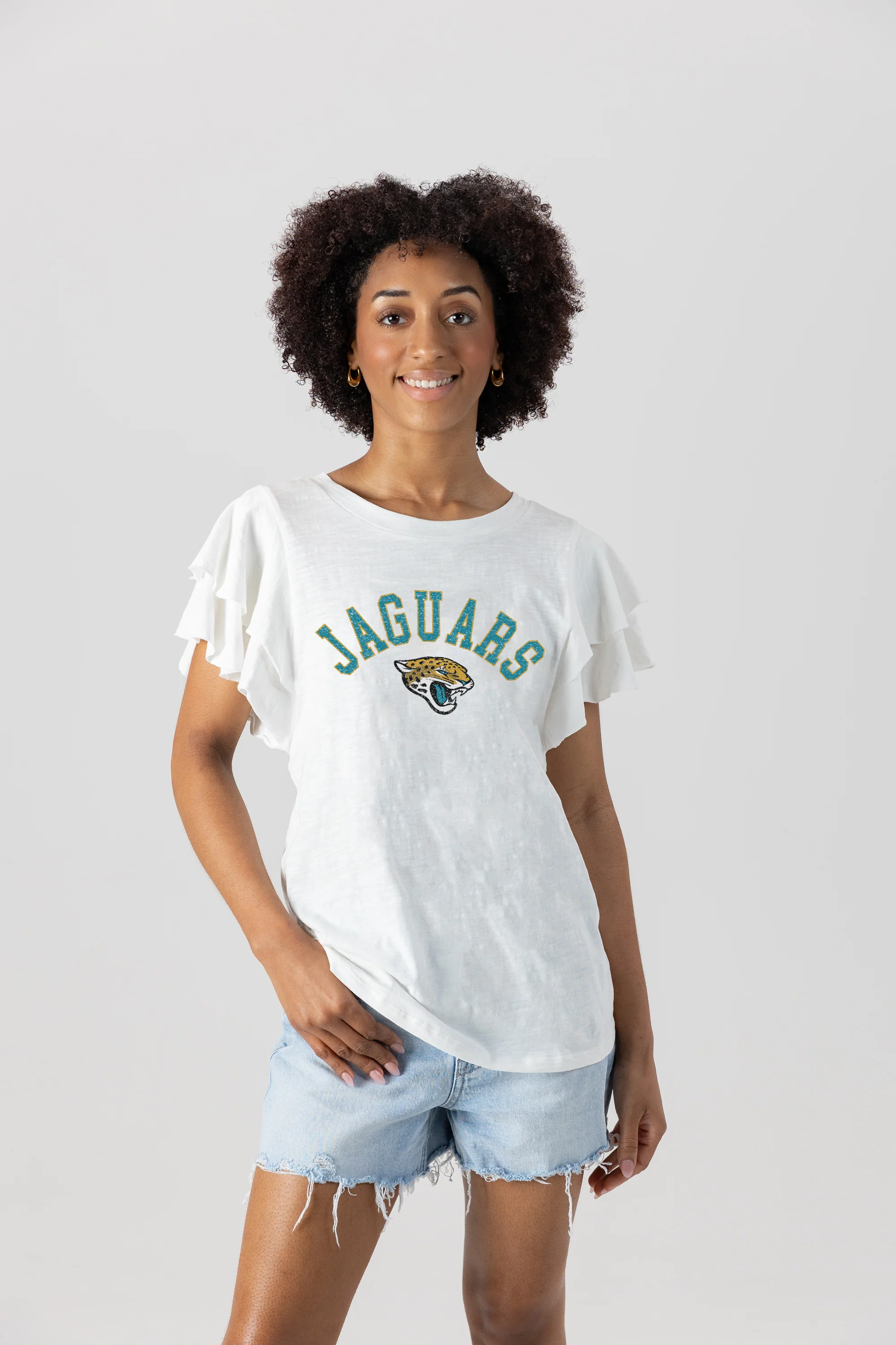 JACKSONVILLE JAGUARS Valkyrie Ruffle-Sleeve Knit Top