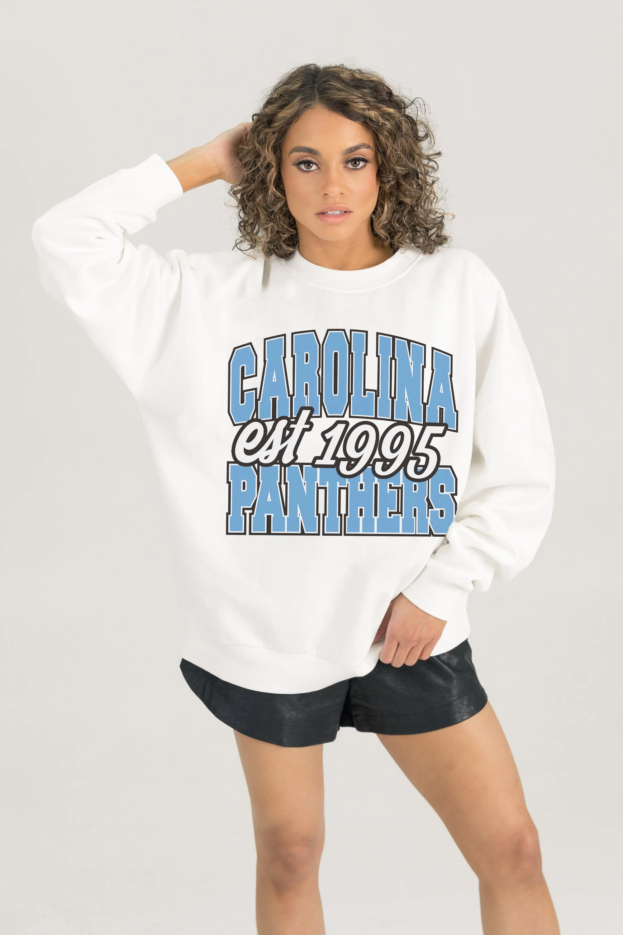 CAROLINA PANTHERS FADED FORMATION PREMIUM FLEECE CREWNECK PULLOVER