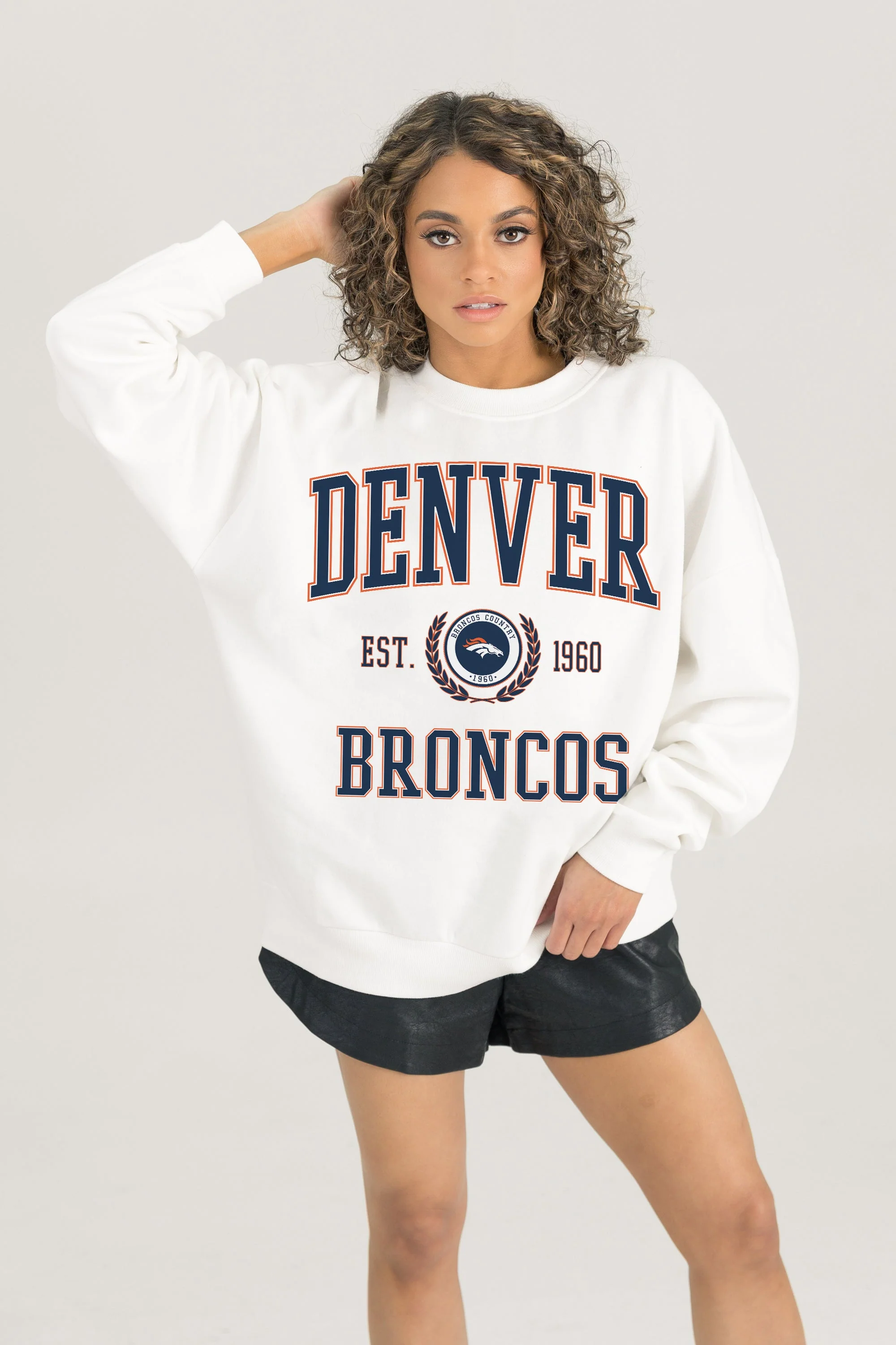 DENVER BRONCOS Timeless Triumph Fleece Crewneck Pullover