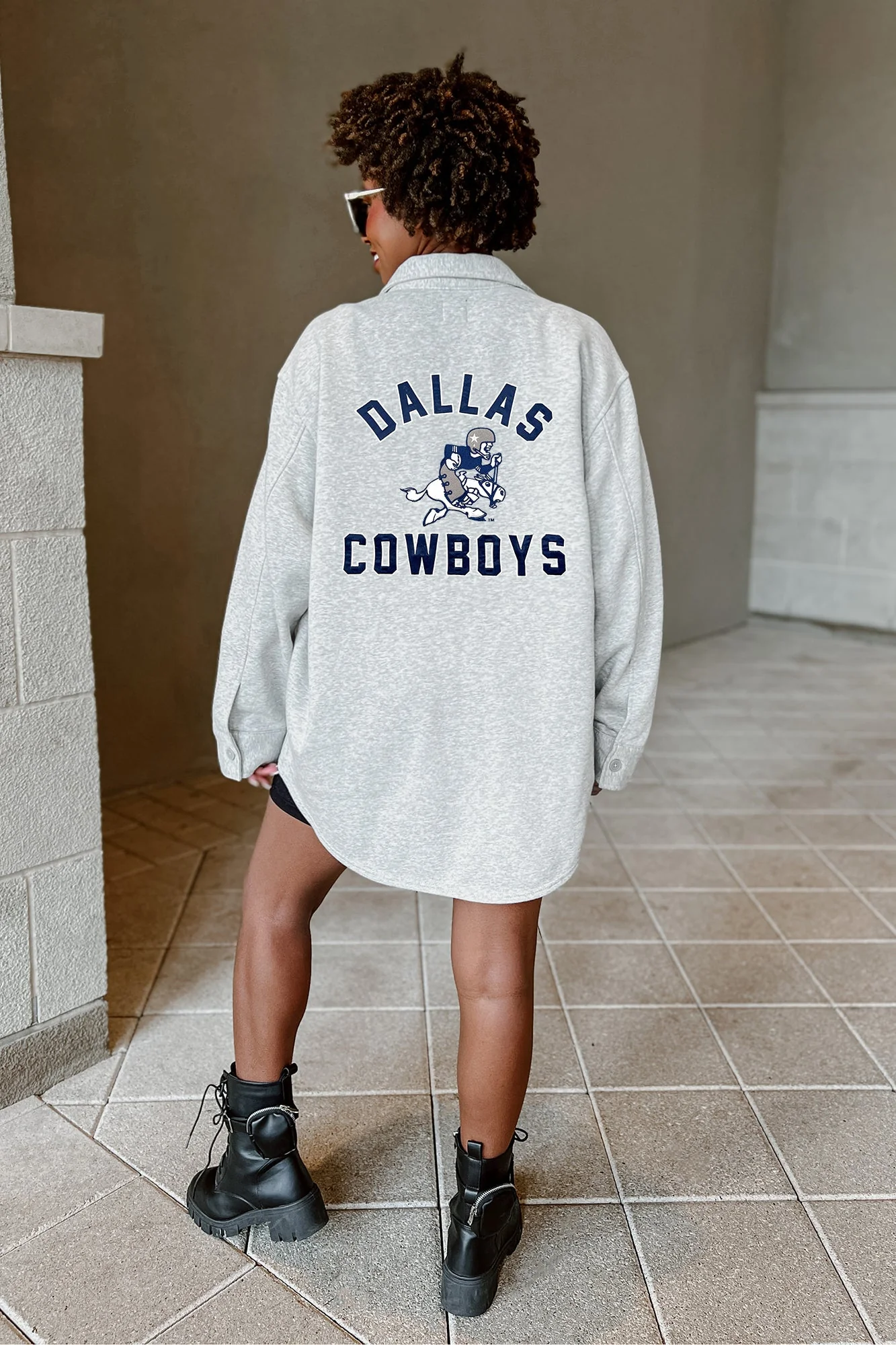 DALLAS COWBOYS Way To Go Long-Sleeve Collared Overshirt