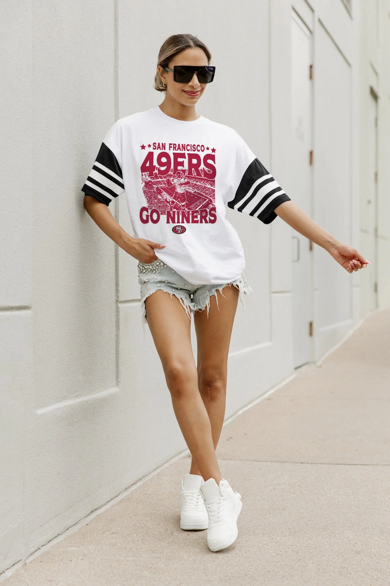 SAN FRANCISCO 49ERS Crowd Pleaser Vintage Stripe Raglan Tee