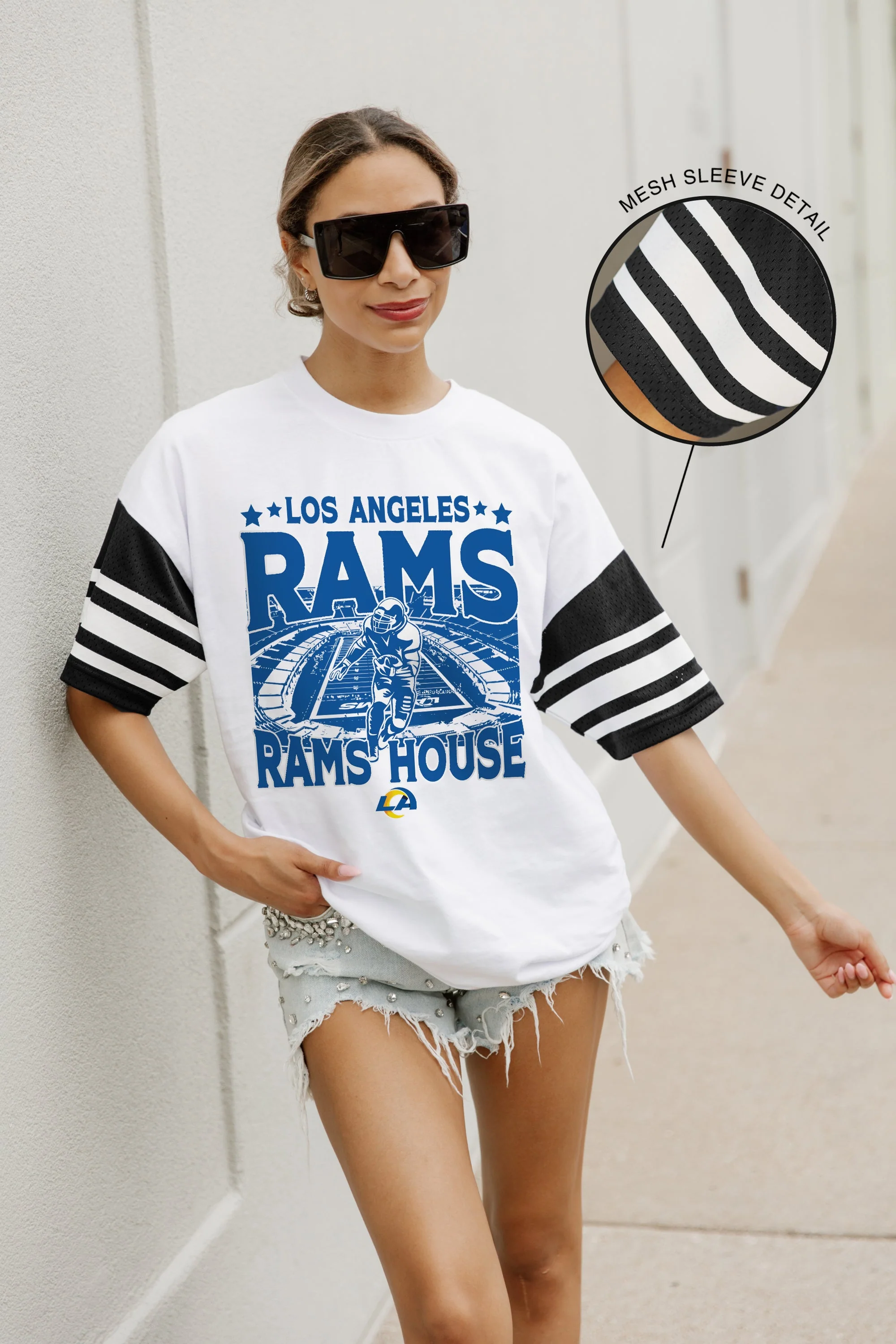 LOS ANGELES RAMS Crowd Pleaser Vintage Stripe Raglan Tee
