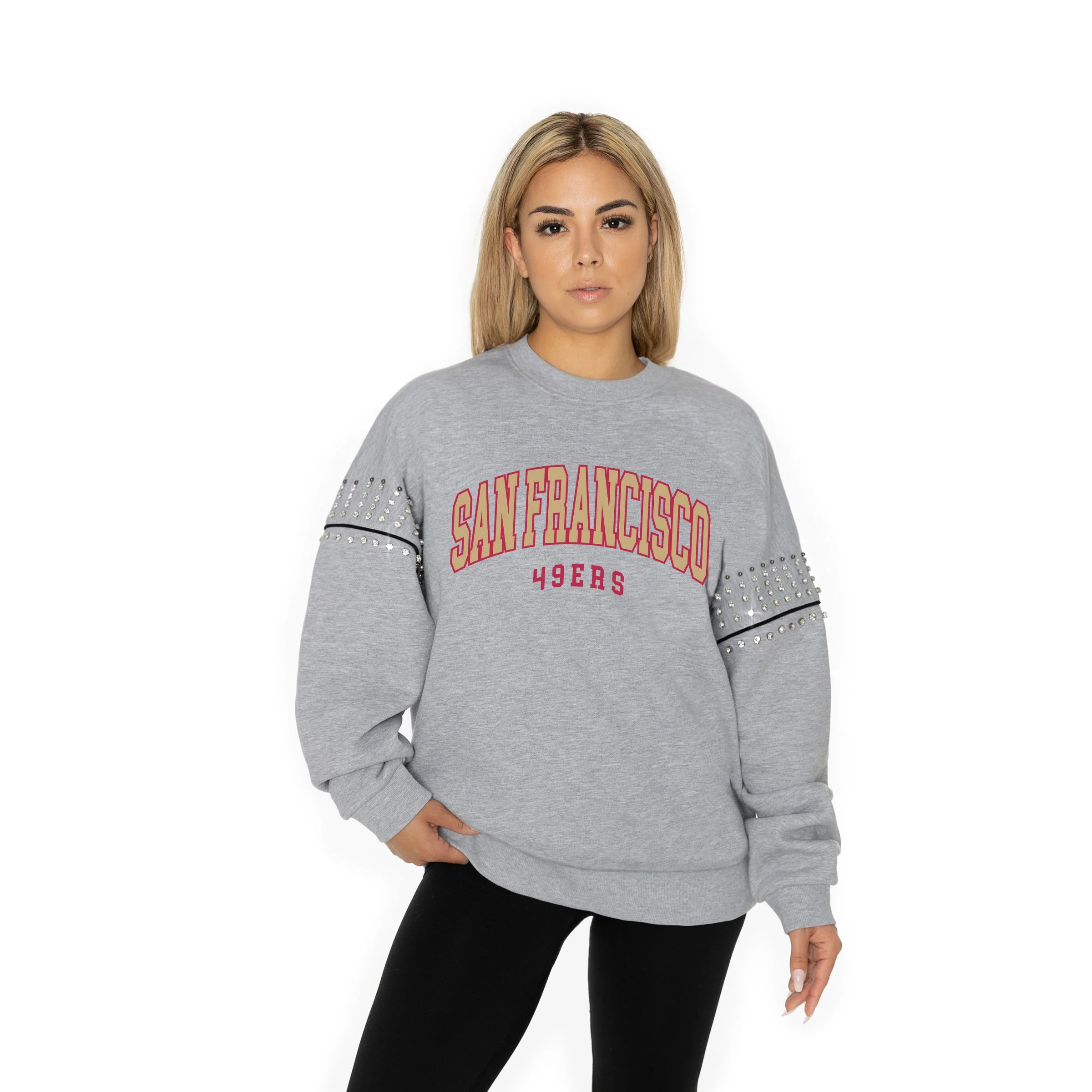 SAN FRANCISCO 49ERS Competitive Edge Jewel-Trim Pullover