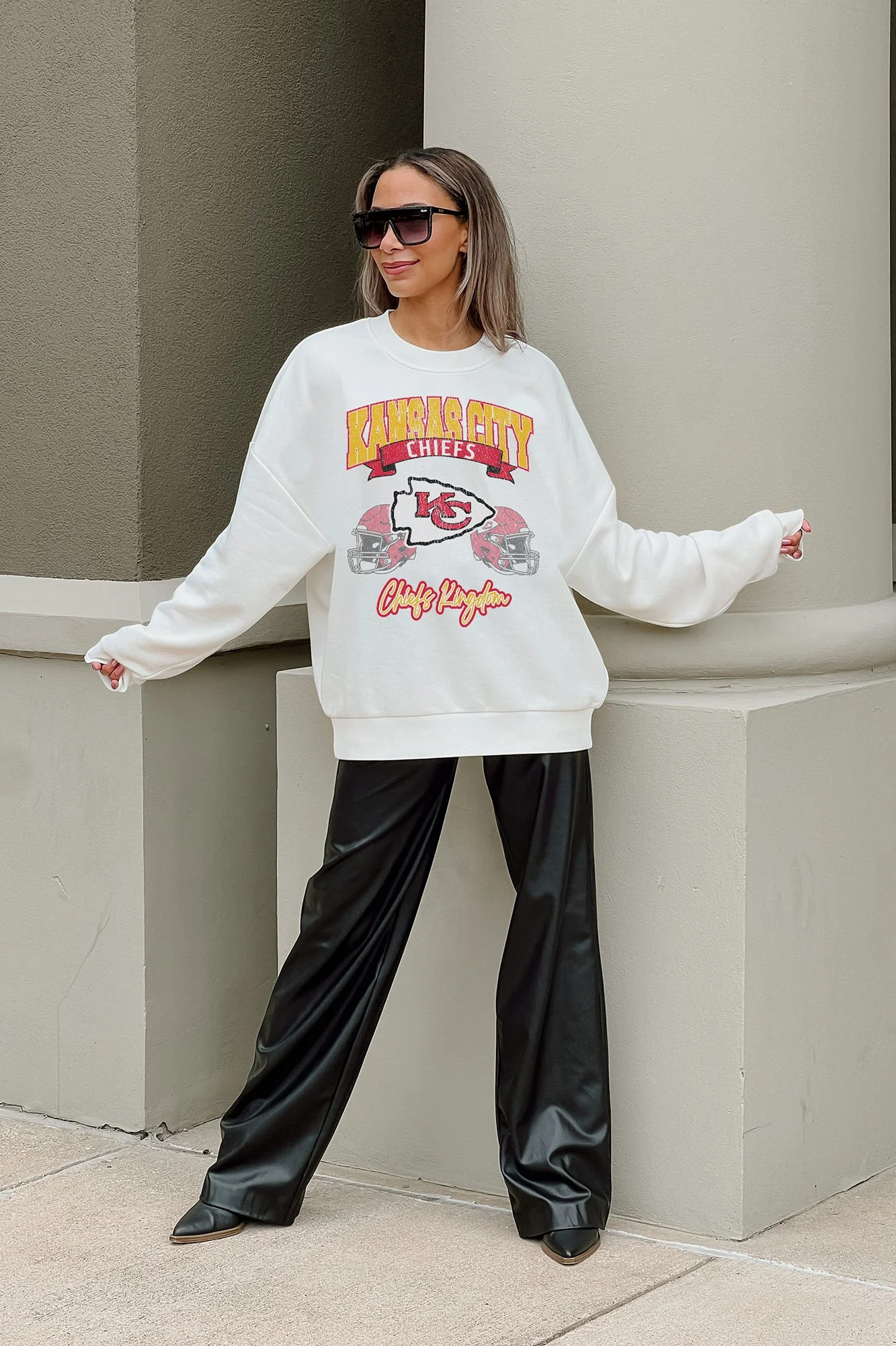 KANSAS CITY CHIEFS Passing Time Fleece Crewneck Pullover