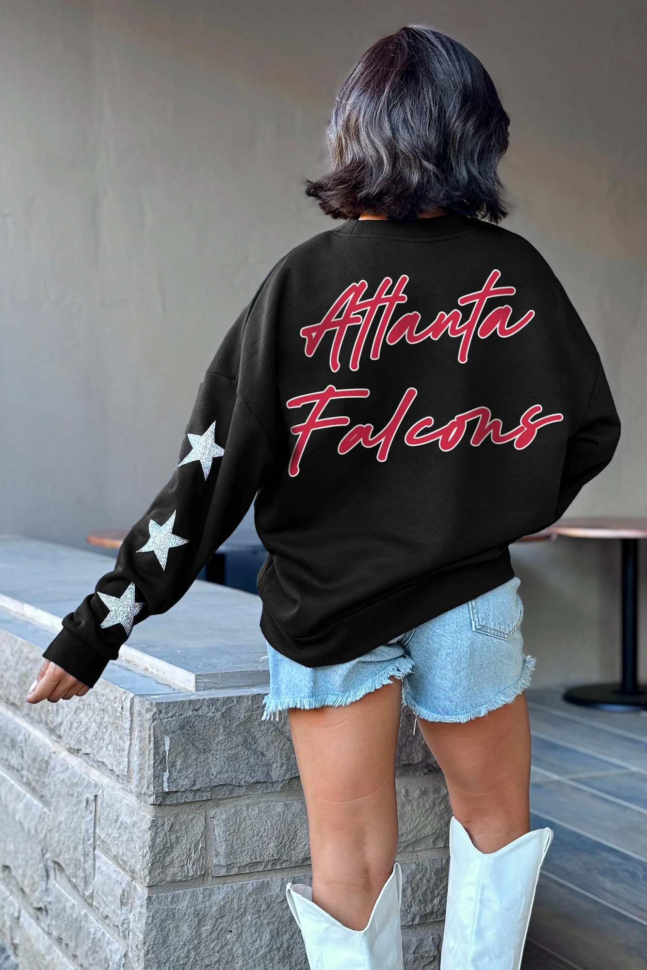 ATLANTA FALCONS Radiant Energy Star-Sleeve Crewneck Pullover