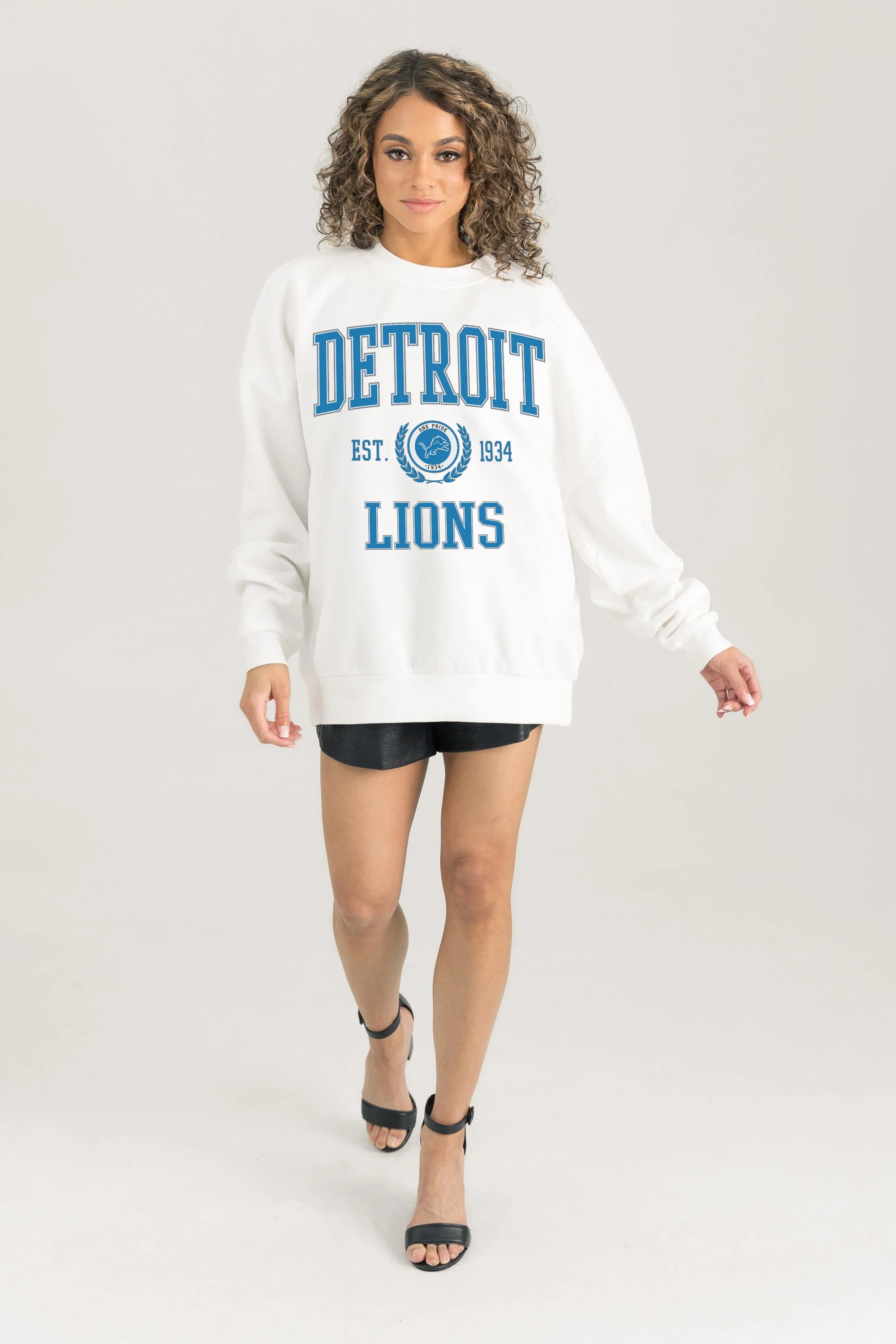 DETROIT LIONS Timeless Triumph Fleece Crewneck Pullover
