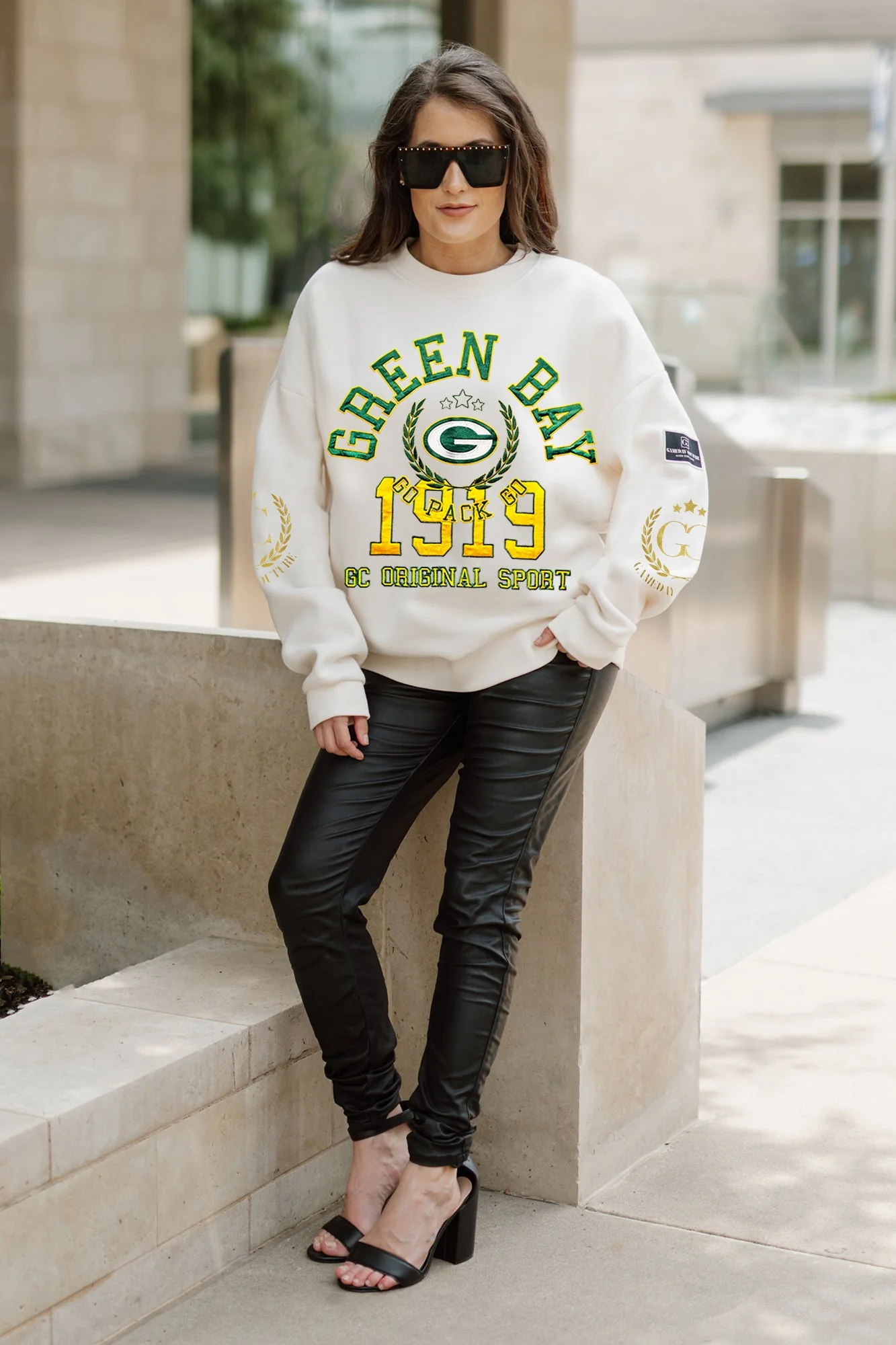 GREEN BAY PACKERS Gameday Slay Fleece Drop-Shoulder Crewneck