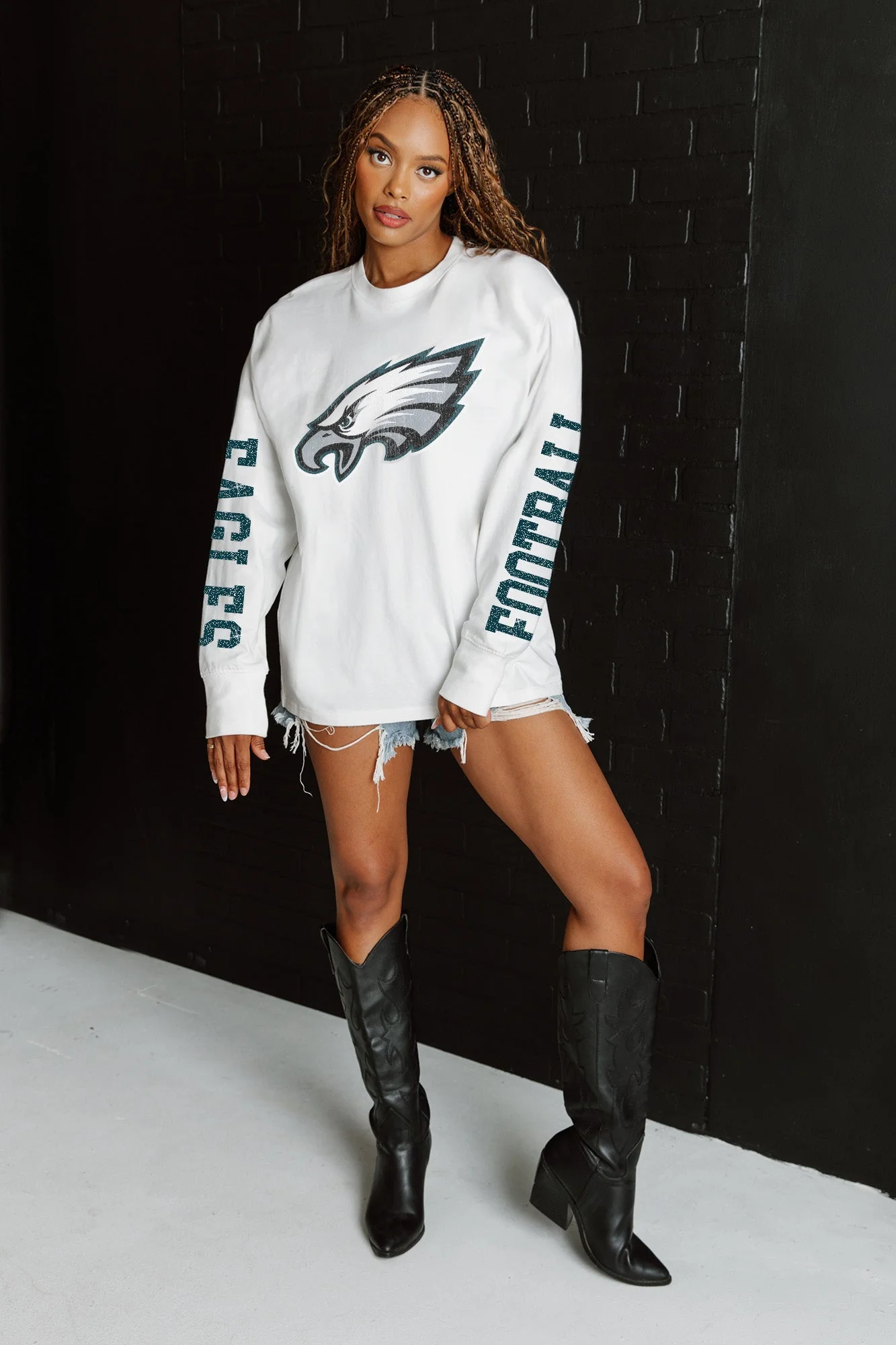 PHILADELPHIA EAGLES Game Plan Oversized Long-Sleeve Tee