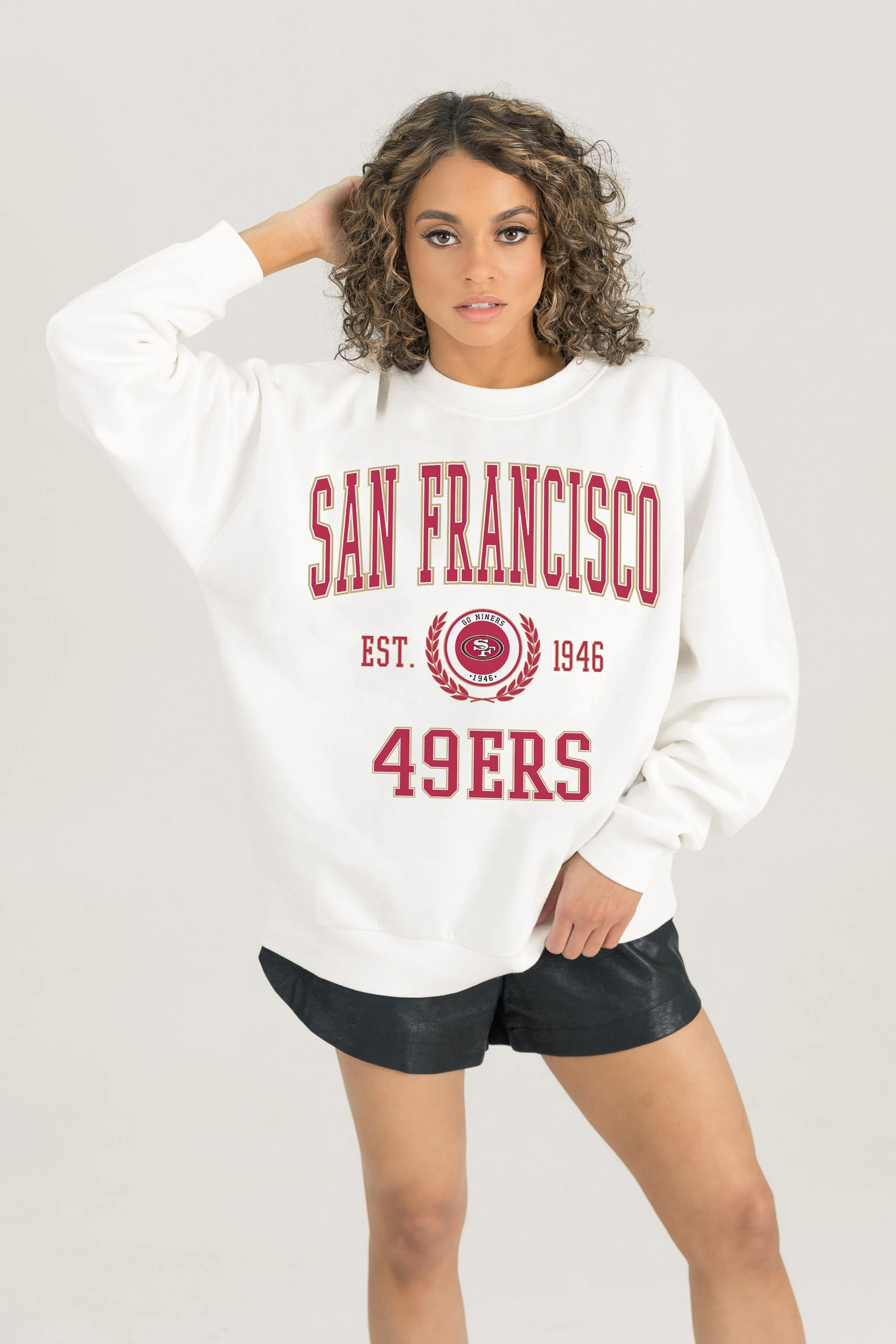 SAN FRANCISCO 49ERS Timeless Triumph Fleece Crewneck Pullover