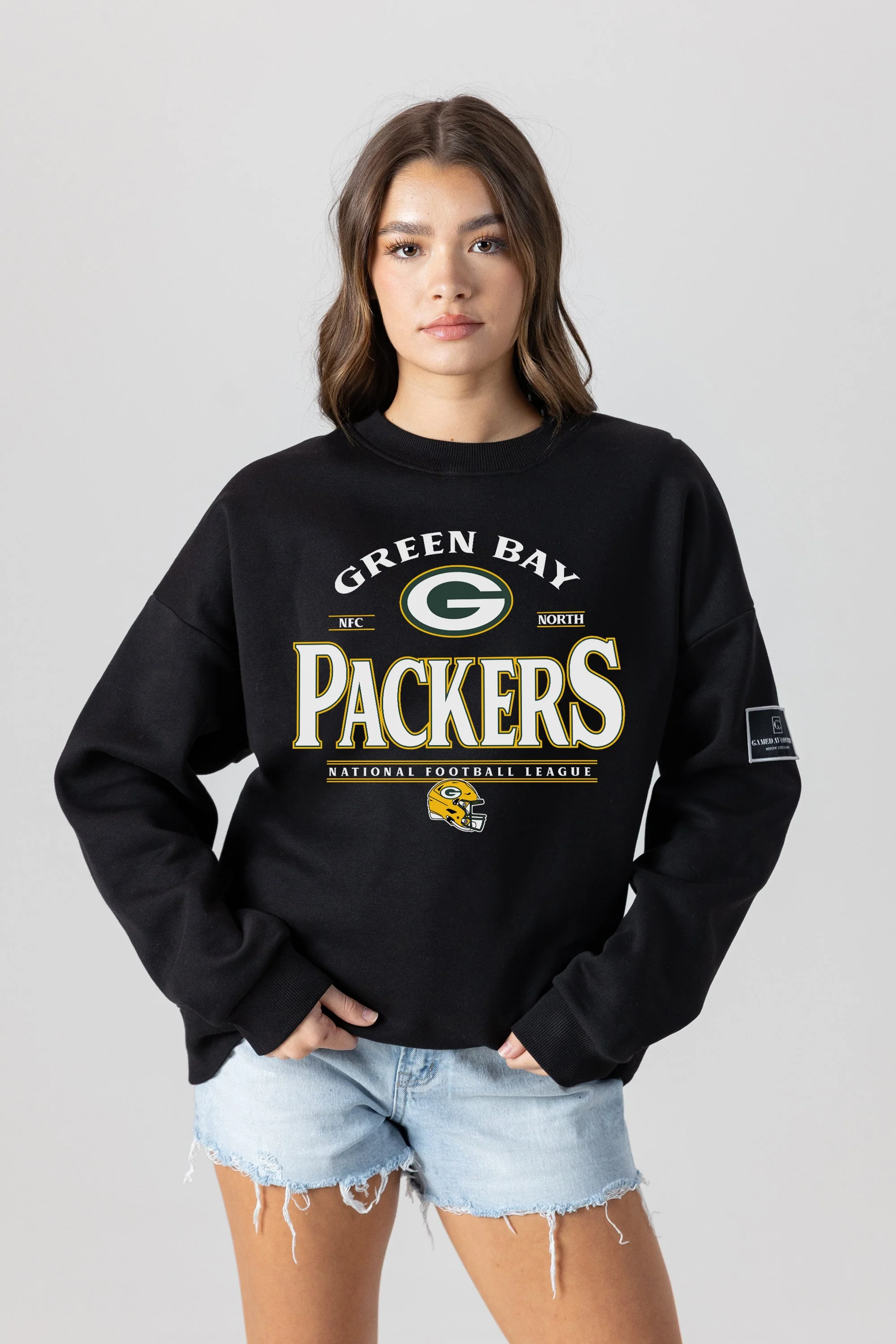 GREEN BAY PACKERS Players Only Fleece Drop-Shoulder Crew