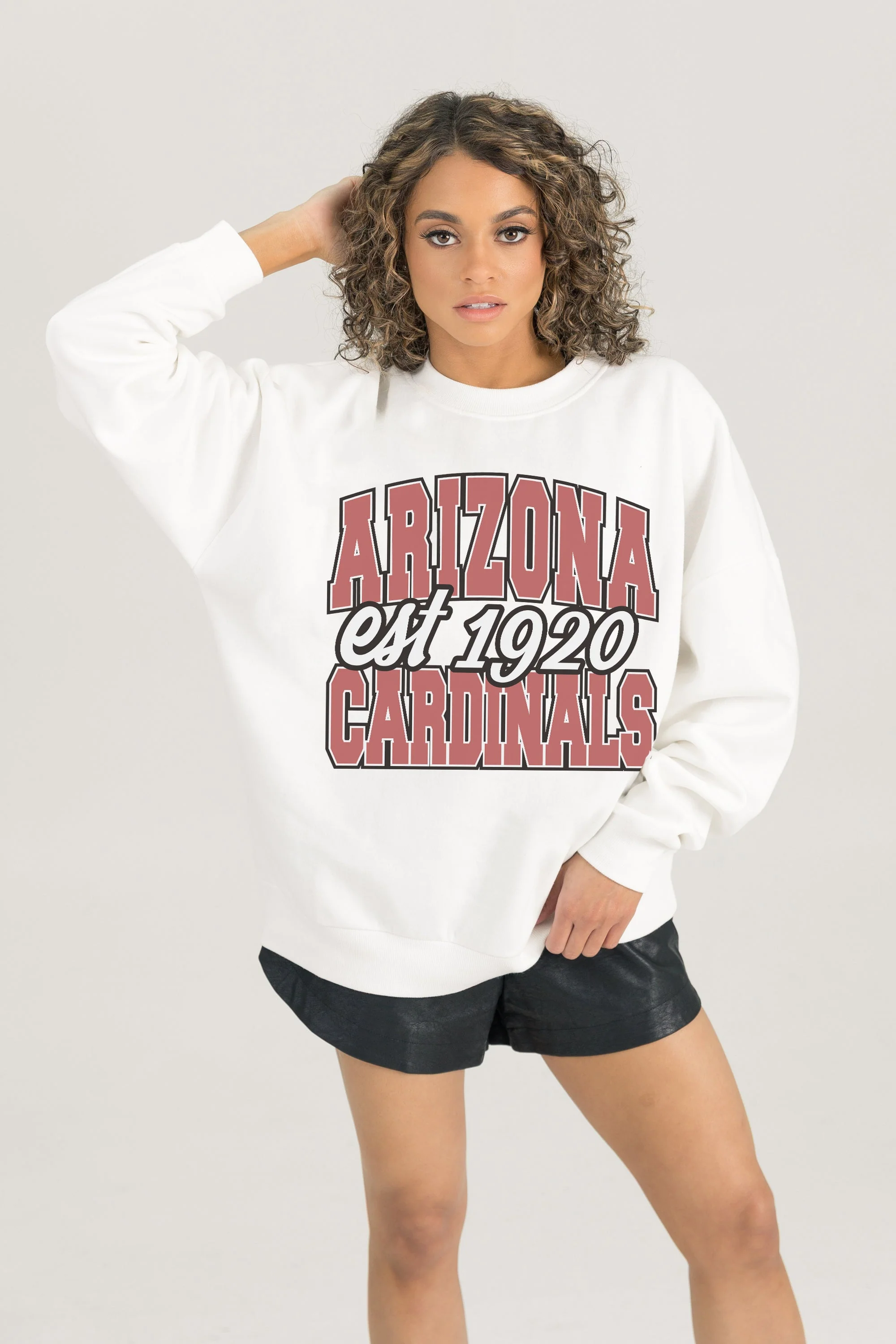 ARIZONA CARDINALS FADED FORMATION PREMIUM FLEECE CREWNECK PULLOVER