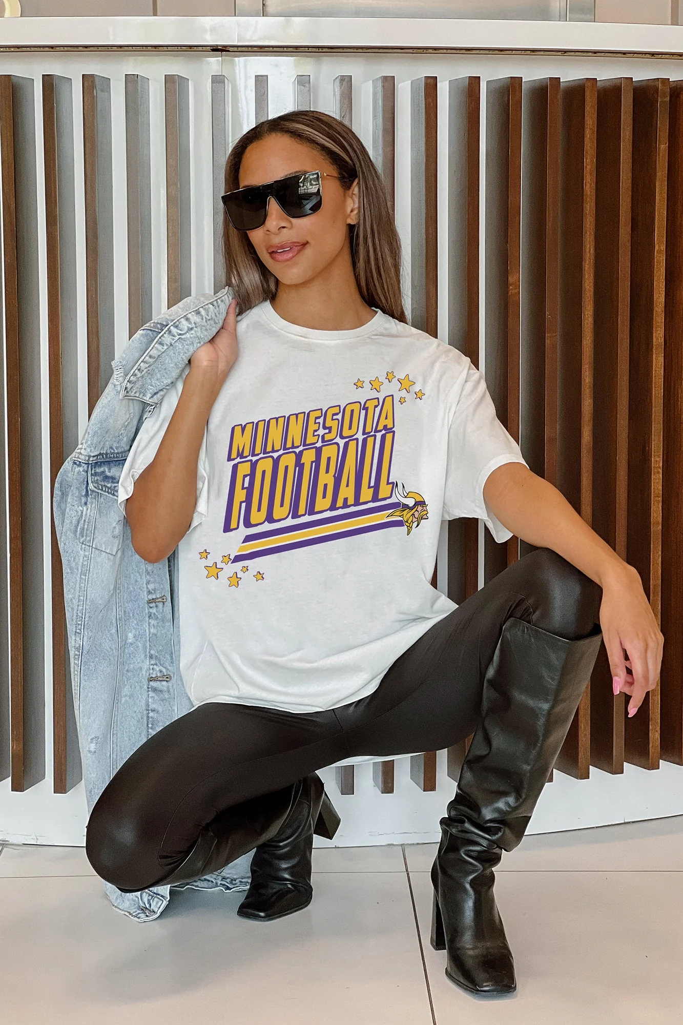 MINNESOTA VIKINGS Coming In Hot Oversized Crewneck Tee