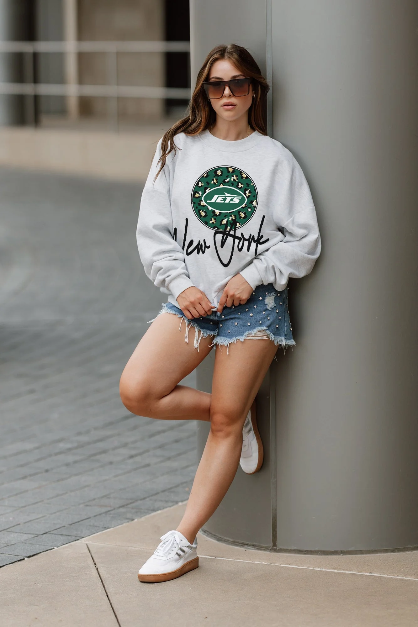 NEW YORK JETS Going Wild Fleece Drop-Shoulder Pullover