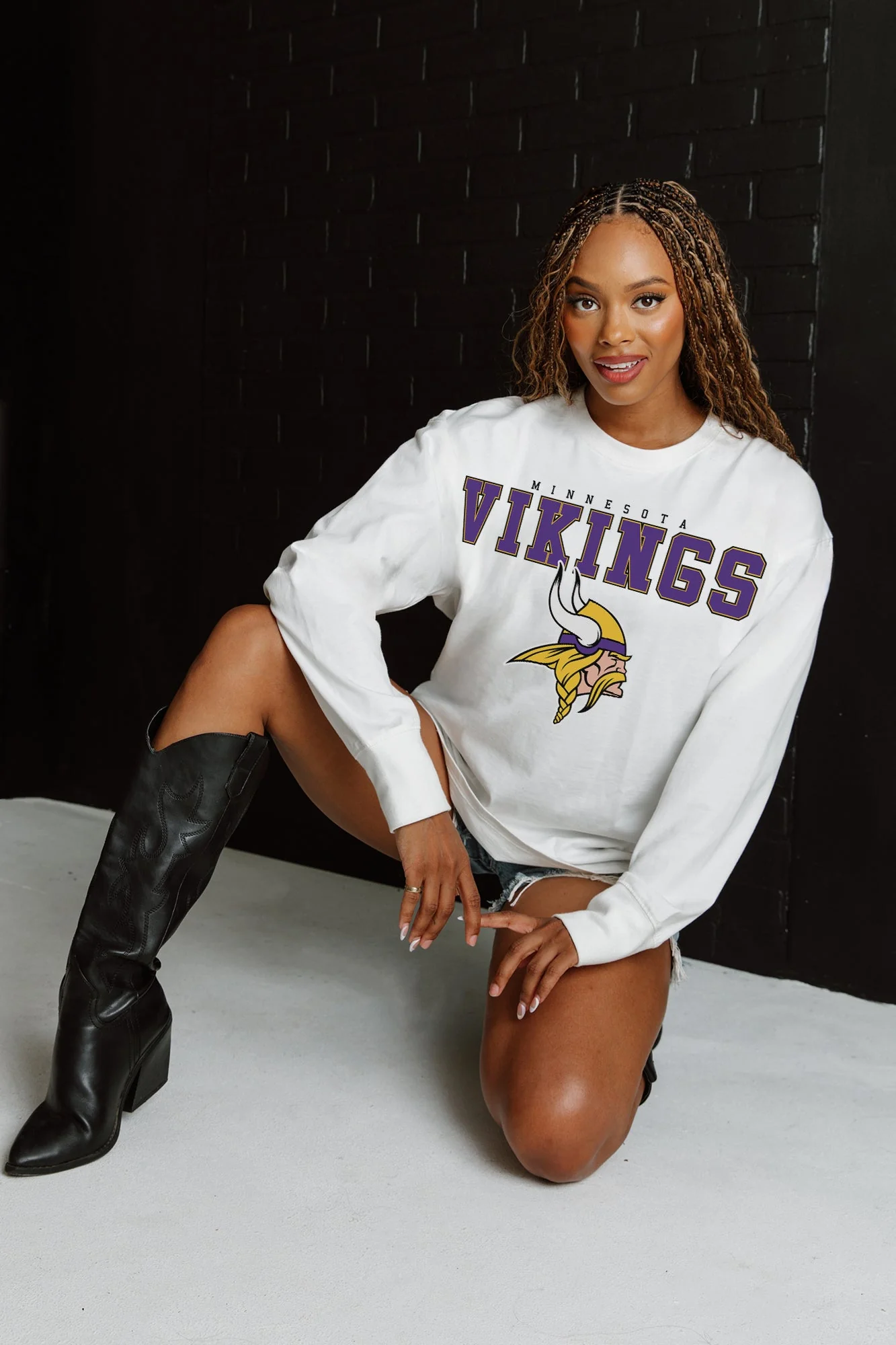 MINNESOTA VIKINGS Big Goals Oversized Long-Sleeve Tee