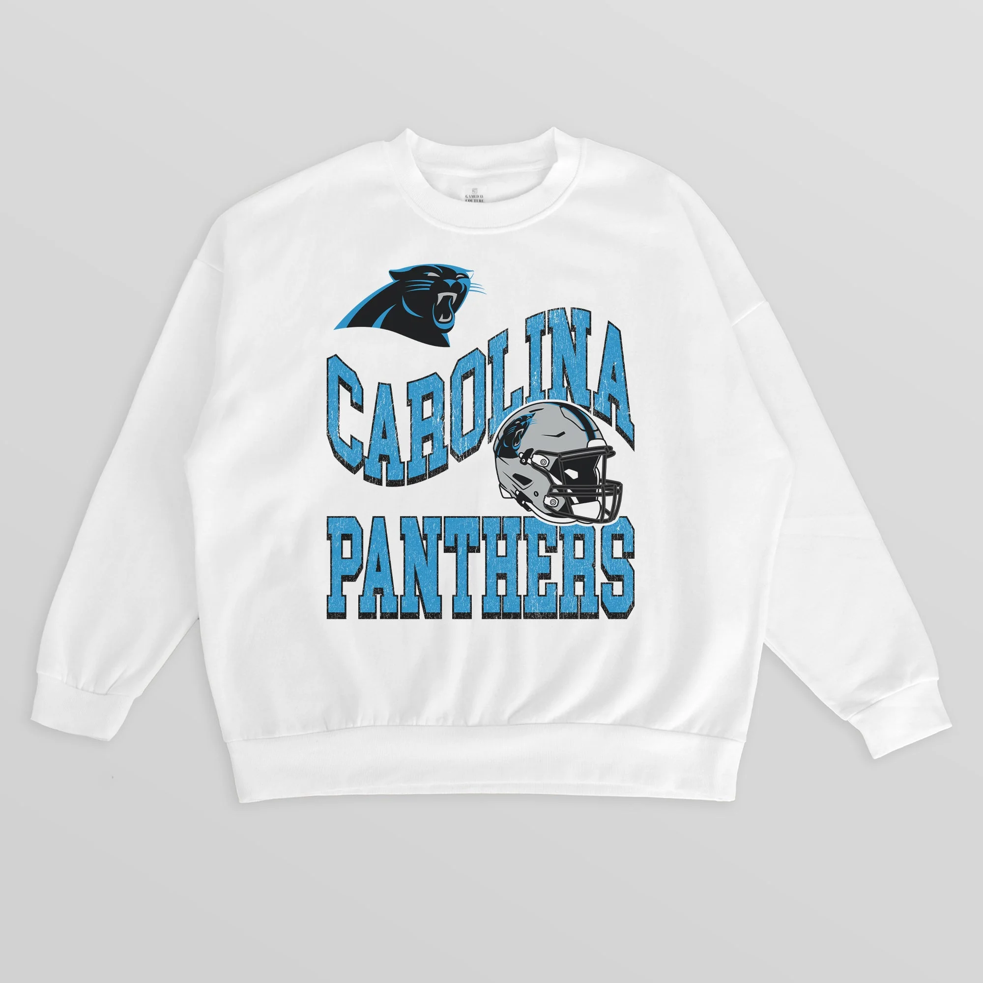 CAROLINA PANTHERS HARD EARNED PREMIUM FLEECE CREWNECK PULLOVER