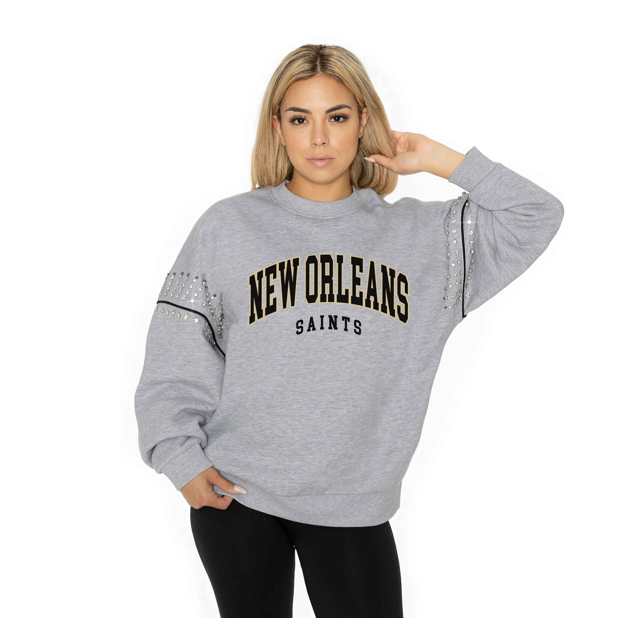 NEW ORLEANS SAINTS Competitive Edge Jewel-Trim Pullover