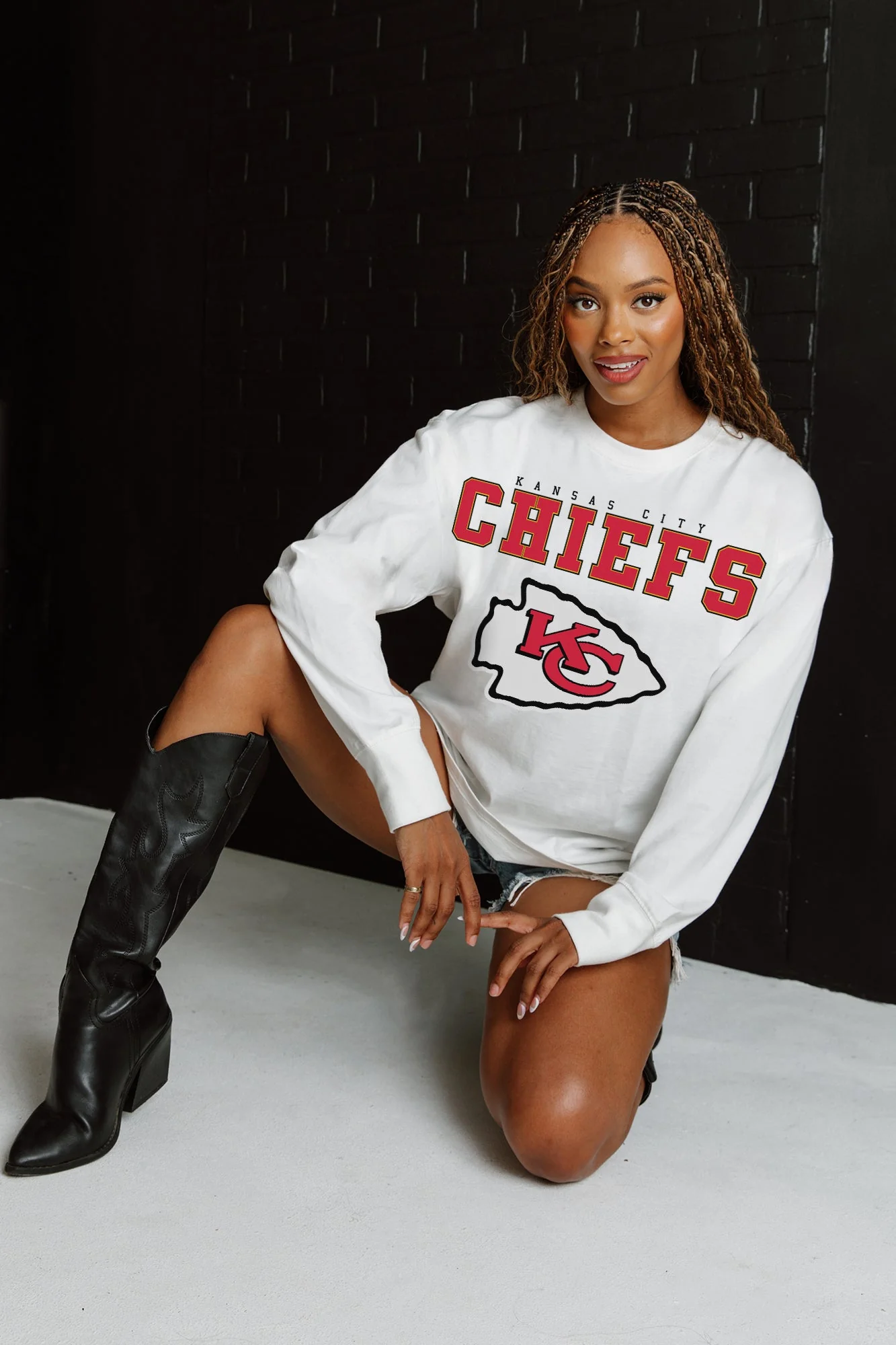 KANSAS CITY CHIEFS Big Goals Oversized Long-Sleeve Tee