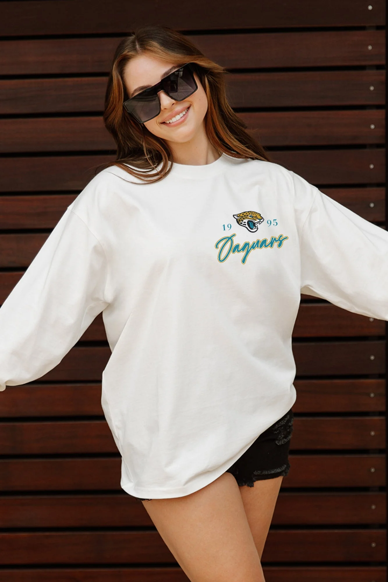 JACKSONVILLE JAGUARS Double Move Oversized Long-Sleeve Tee