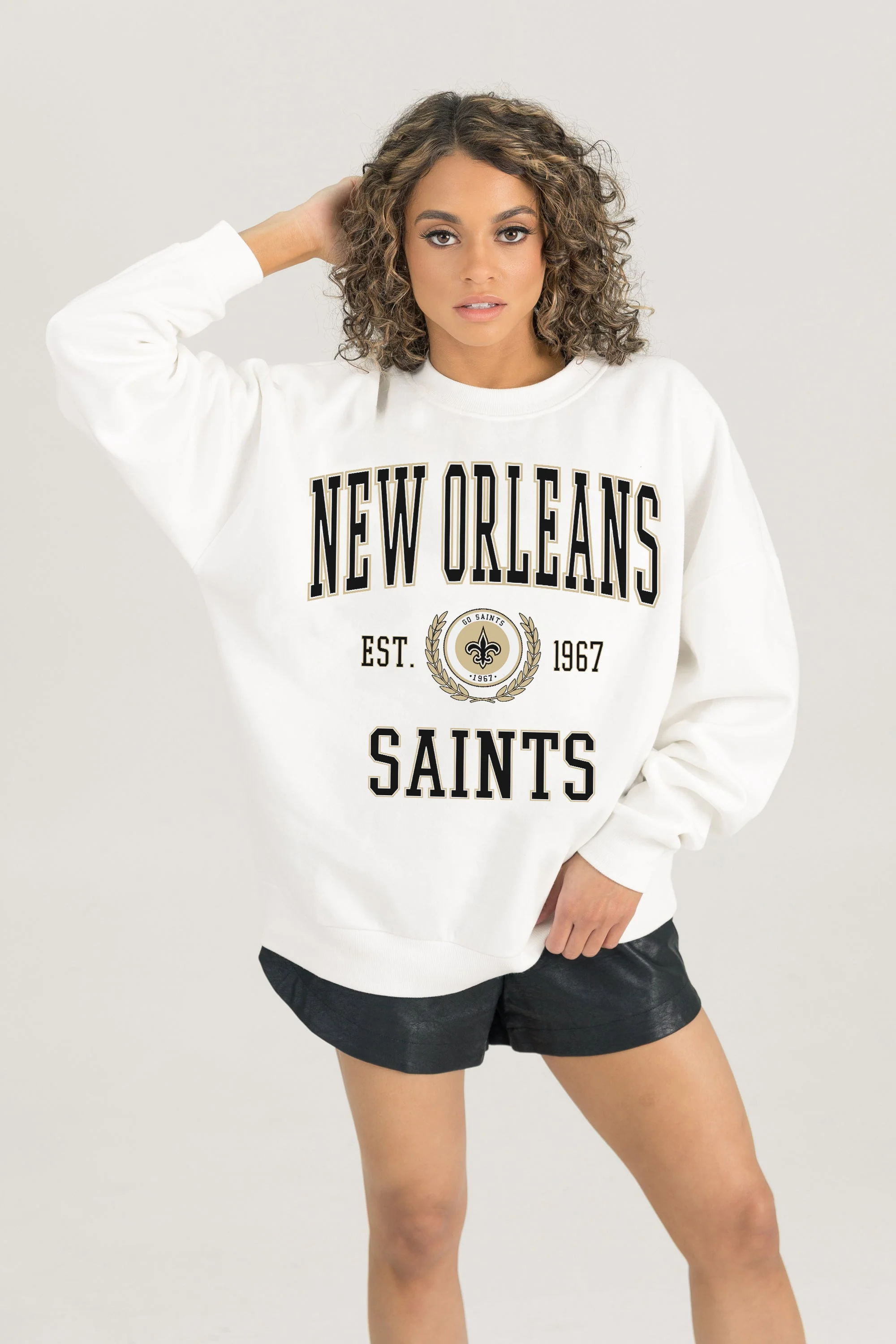 NEW ORLEANS SAINTS Timeless Triumph Fleece Crewneck Pullover