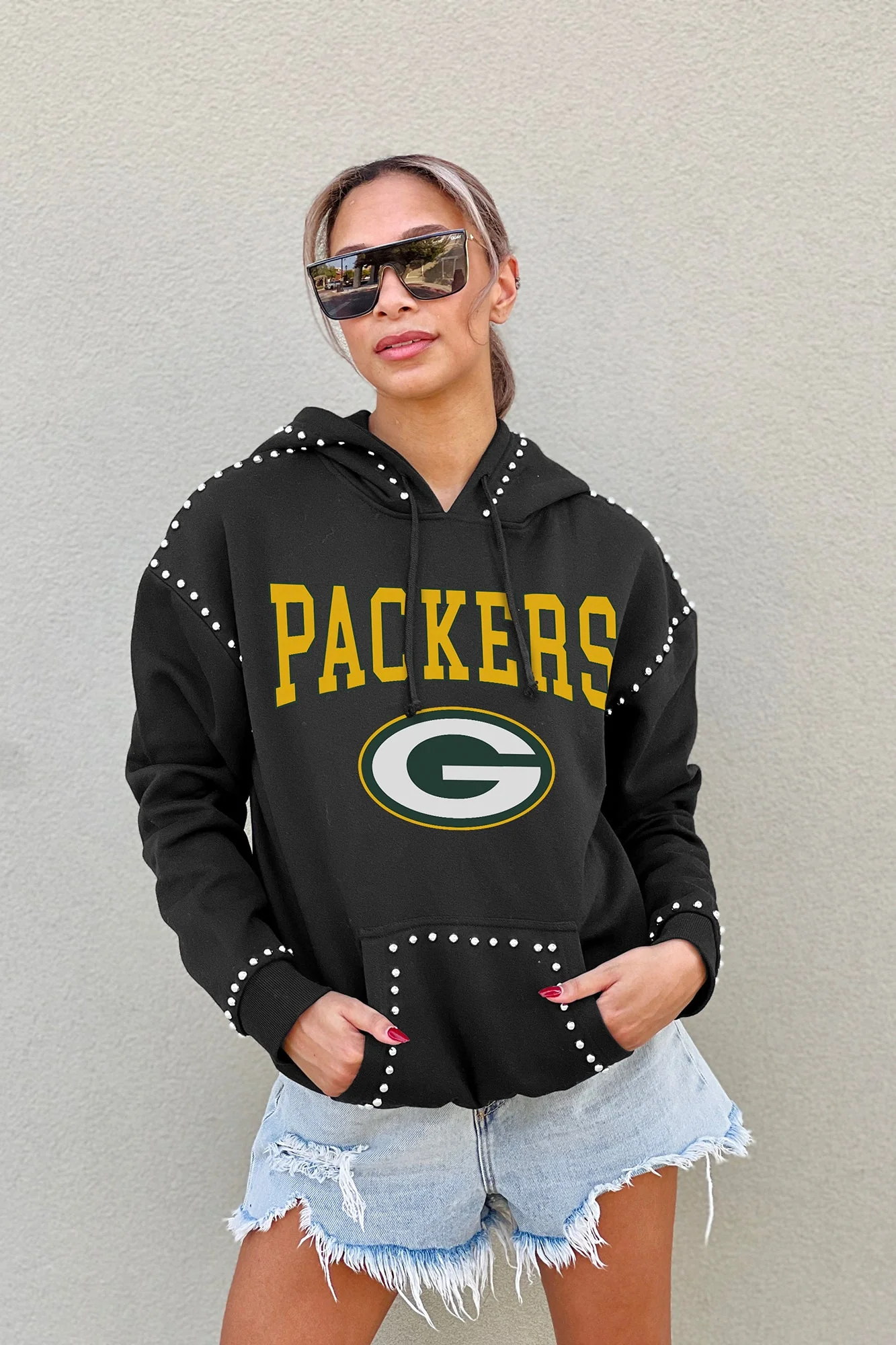 GREEN BAY PACKERS Catch The Vibe Studded-Detail Hoodie