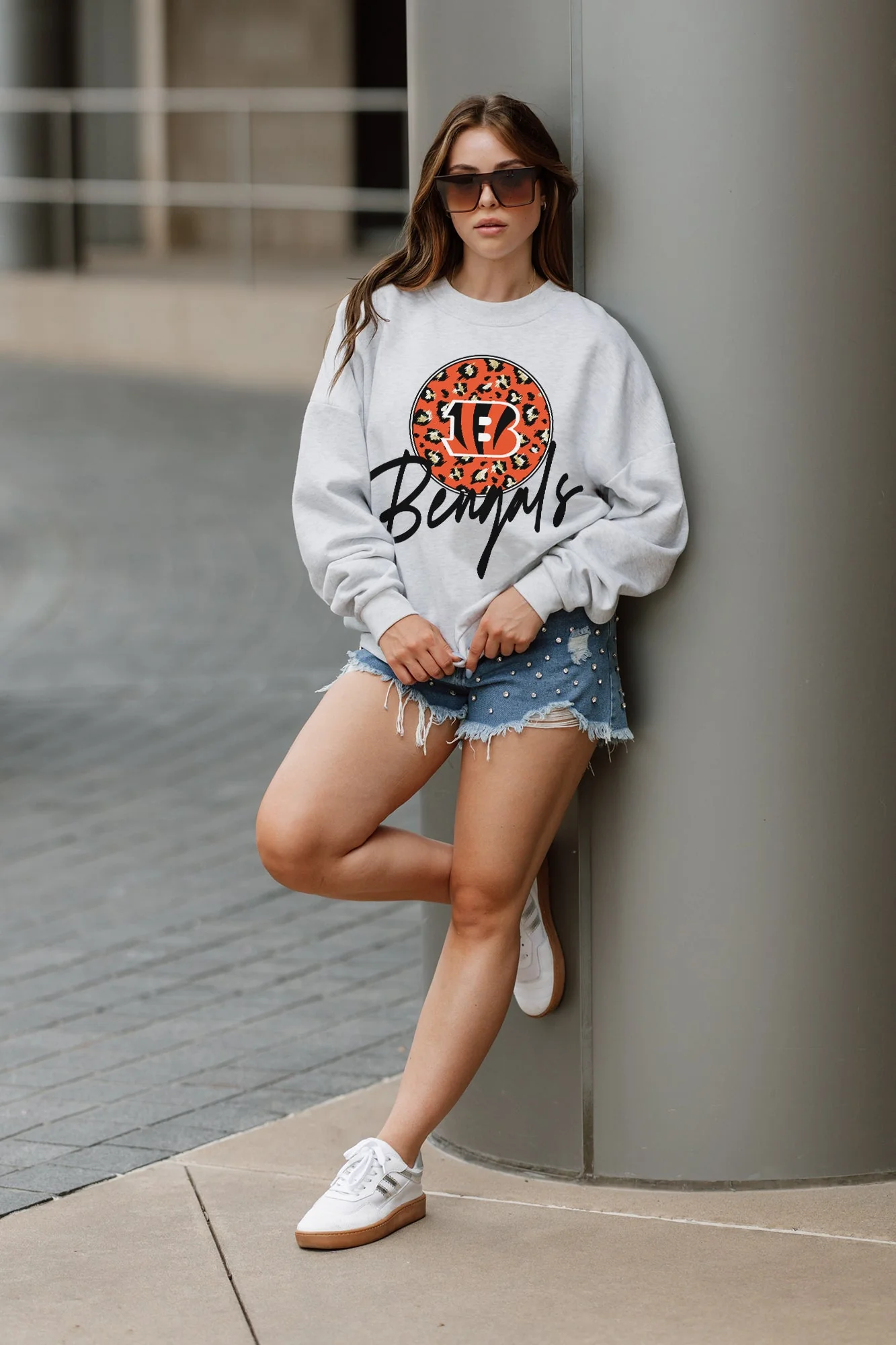 CINCINNATI BENGALS Going Wild Fleece Drop-Shoulder Pullover