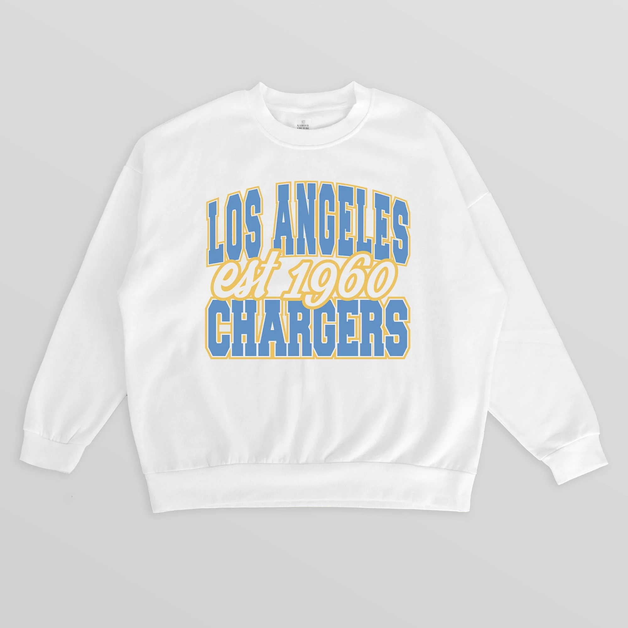 LOS ANGELES CHARGERS FADED FORMATION PREMIUM FLEECE CREWNECK PULLOVER