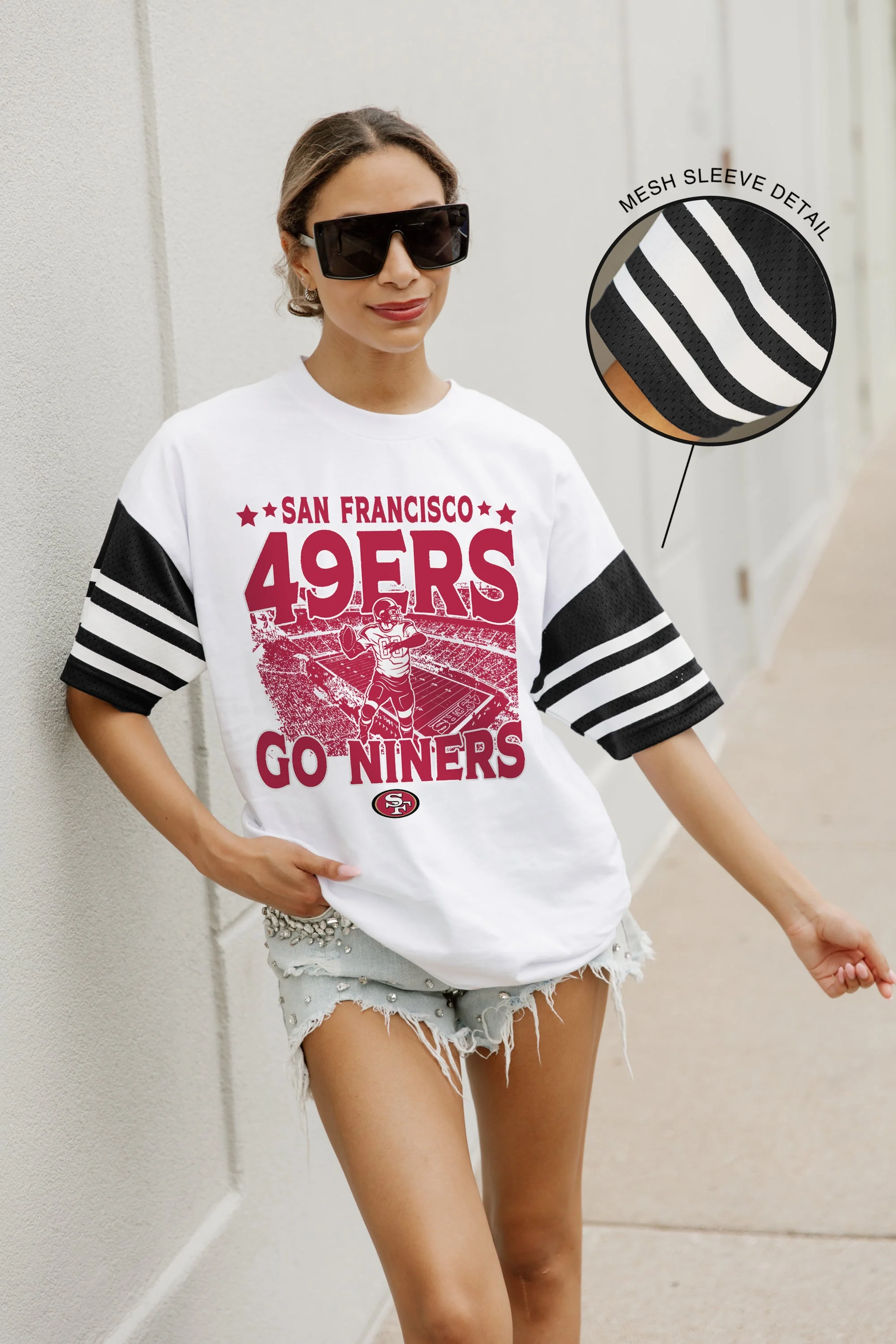 SAN FRANCISCO 49ERS Crowd Pleaser Vintage Stripe Raglan Tee