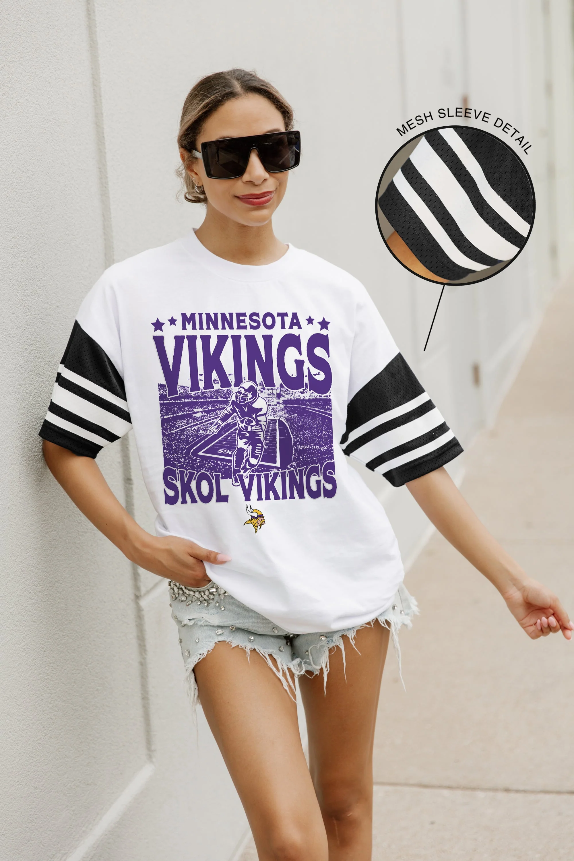 MINNESOTA VIKINGS Crowd Pleaser Vintage Stripe Raglan Tee