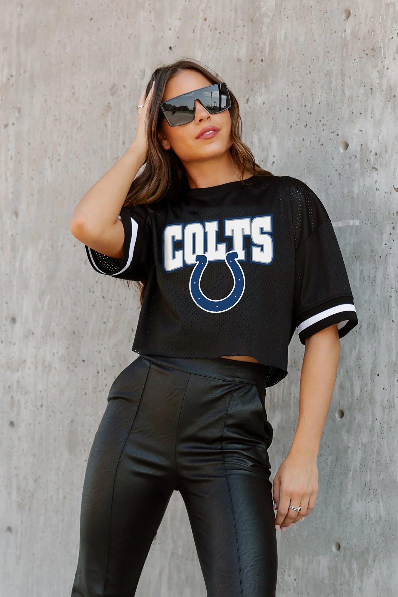 INDIANAPOLIS COLTS Automatic Down Lightweight Striped Sleeve Top