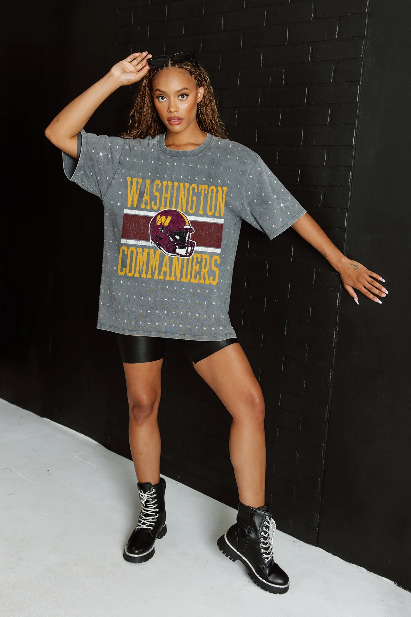 WASHINGTON COMMANDERS On The Ball Mini Rhinestone Tee