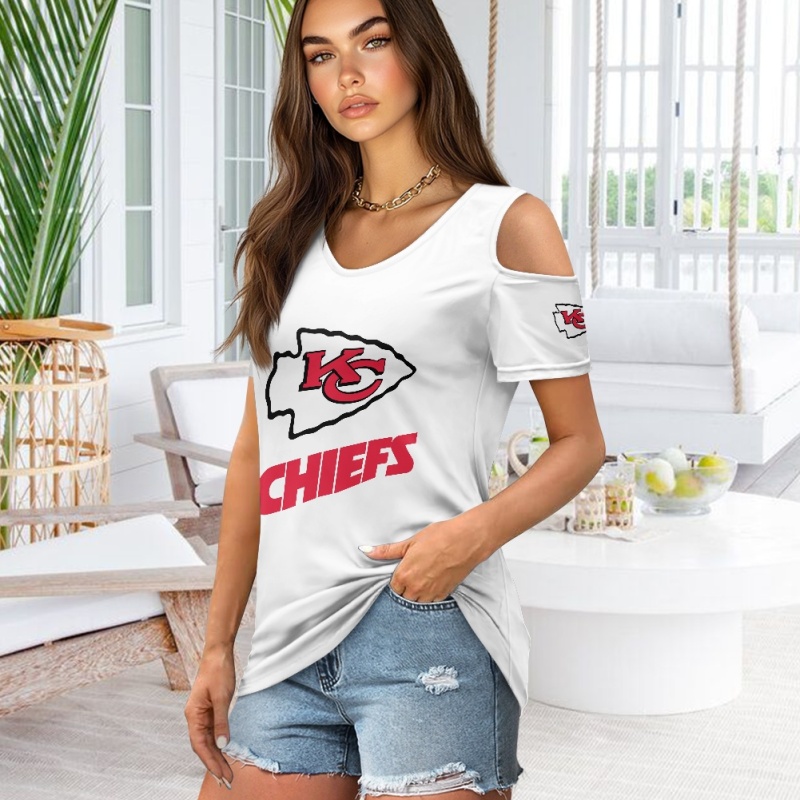 KANSAS CITY CHIEFSOff-the-shoulder short-sleeved T-shirt-2