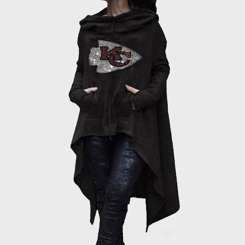 KANSAS CITY CHIEFSIrregular cape and hooded women's sweater