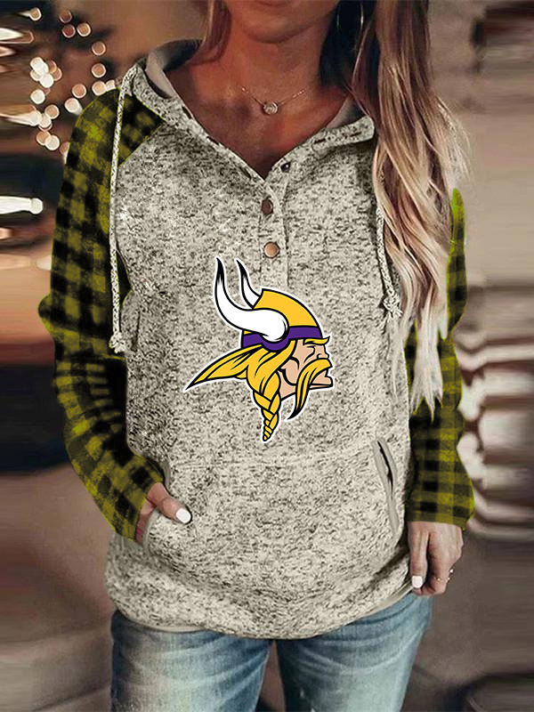 MINNESOTA VIKINGS Printed Plaid Long Sleeve Sweatshirt