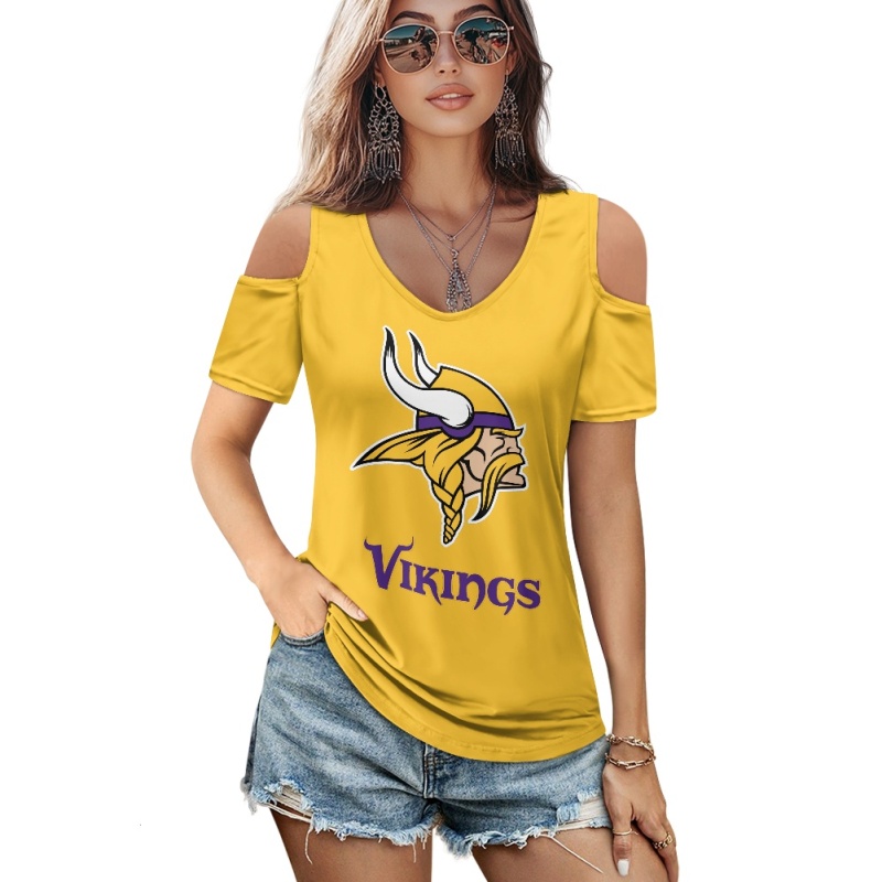 MINNESOTA VIKINGS Off-the-shoulder short-sleeved T-shirt-2