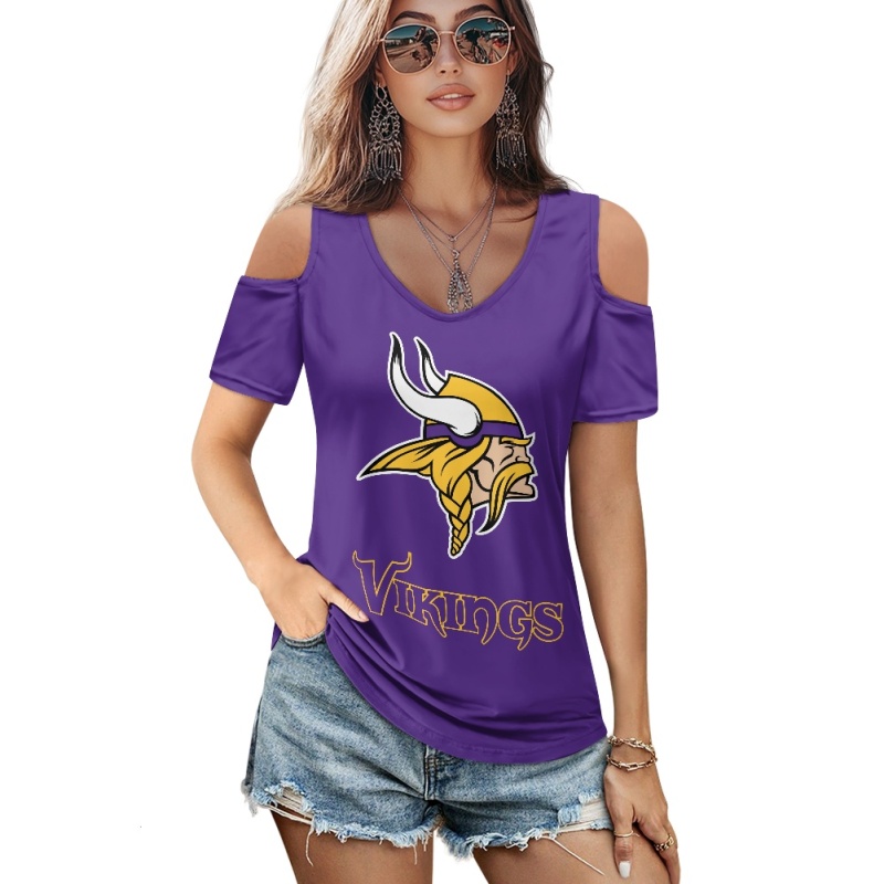 MINNESOTA VIKINGS Off-the-shoulder short-sleeved T-shirt-1